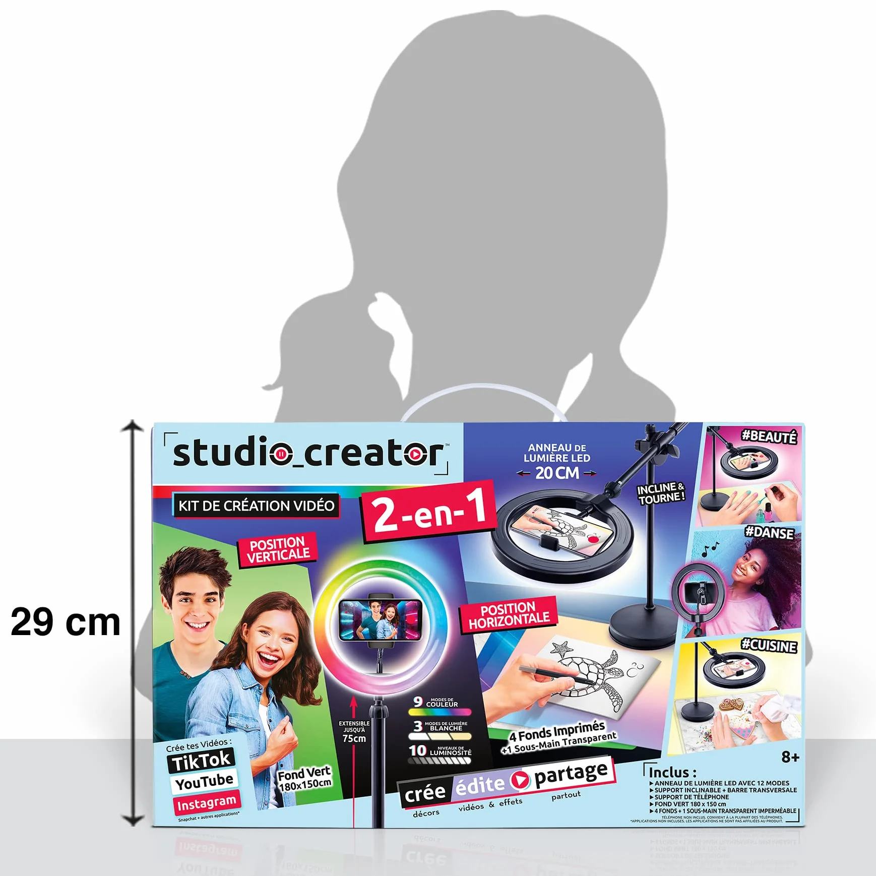 Canal Toys Creator Studio wideo 2 w 1 z wielokolorowym pierścieniem LED, podwójna funkcja, pozioma i pionowa - INF 027