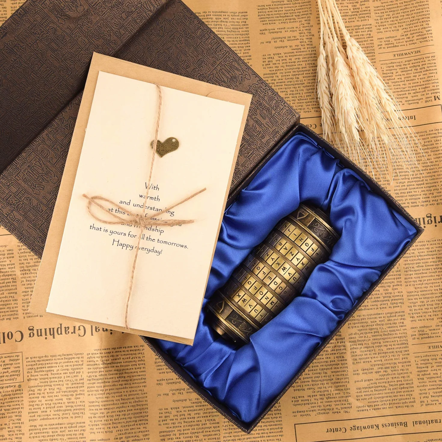 TUPARKA 5 sztuk Da Vinci Code Mini Cryptex Puzzle Boxes, interesujący kreatywny prezent brąz