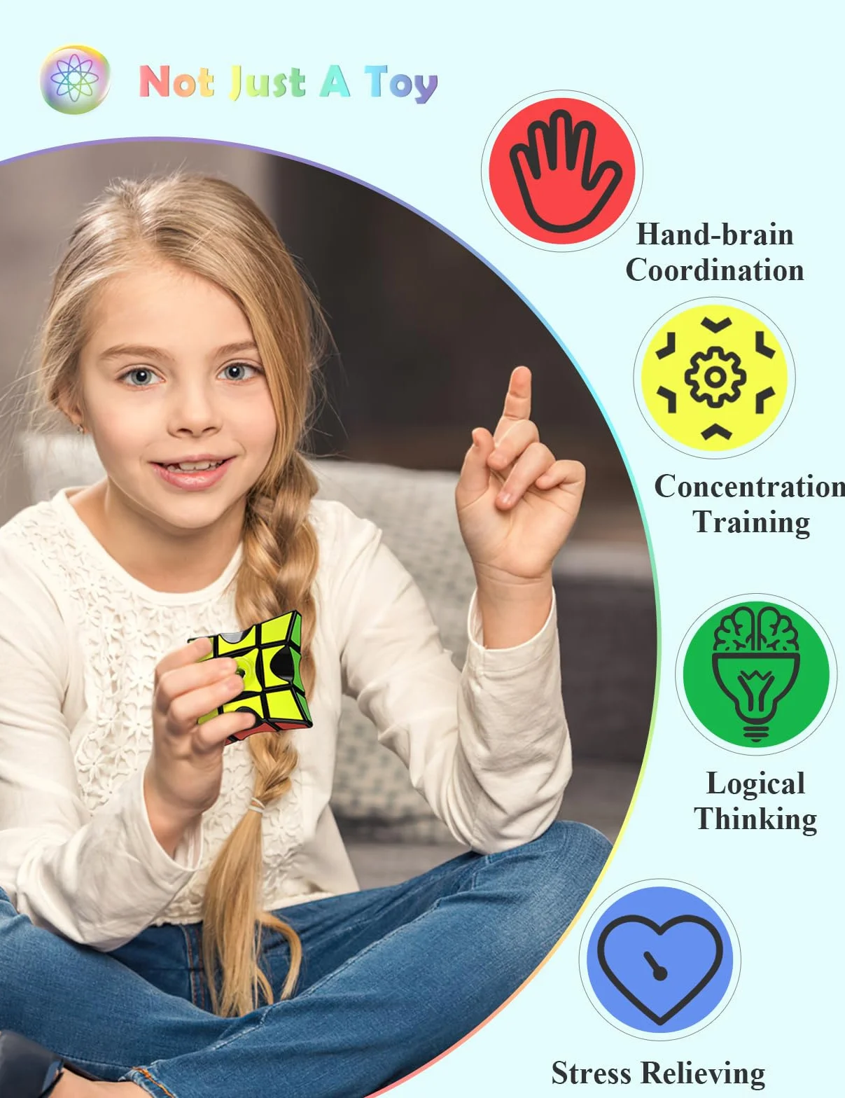ROXENDA 1 x 3 x 3 kostka Fidget Spinner ze zoptymalizowaną rotacją kostki, idealna do łagodzenia stresu dla dzieci i dorosłych (czarna)