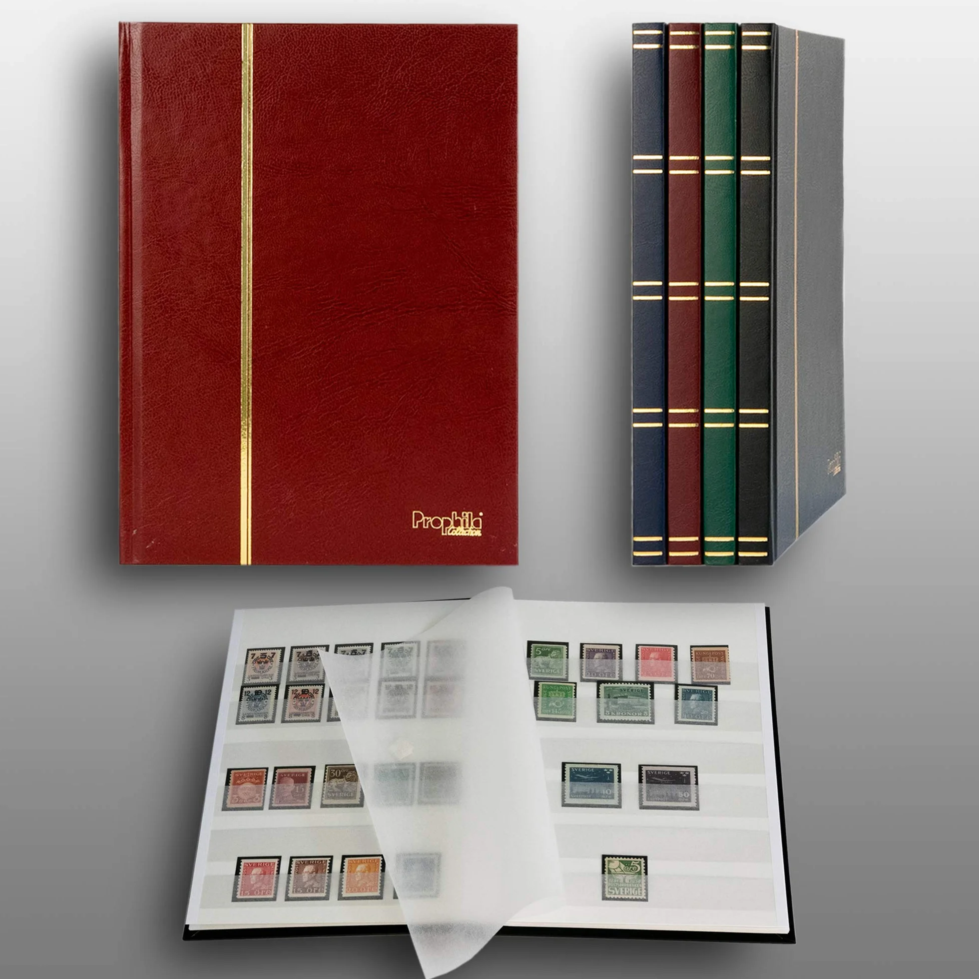 Prophila Collection 16 białych stron A5 znaczek pocztowy okładka czerwona