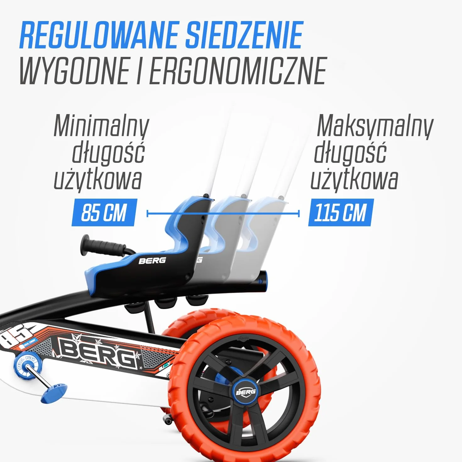 BERG Gokart Buzzy Nitro 2-w-1 z drążkiem przesuwnym | z ruchomym wolnym biegiem, pojazdem dziecięcym, bezpiecznym i stabilnością, zabawka dla dzieci w wieku 2,5-5 lat