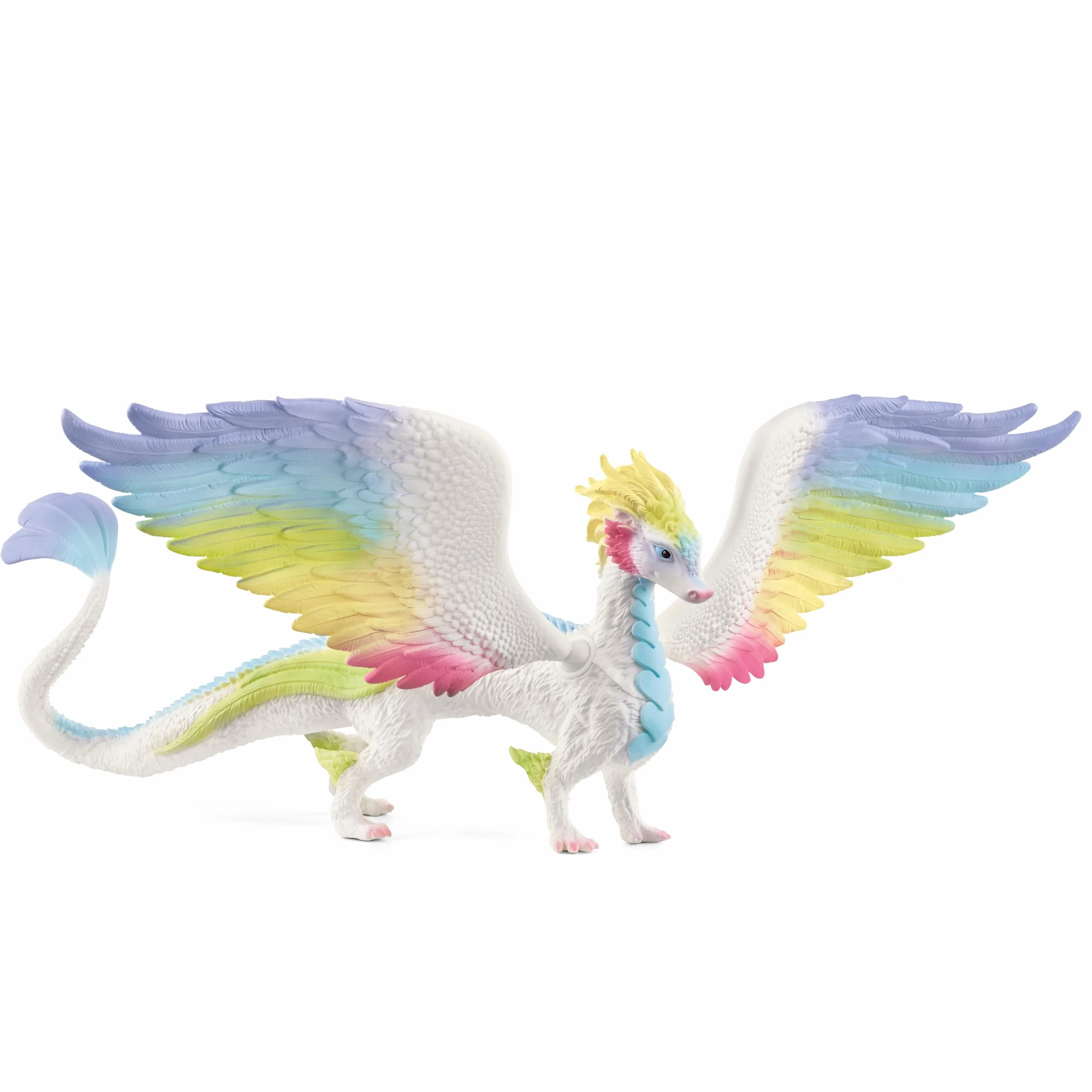 schleich BAYALA | Smok Tęczowy 70728 | Szczegółowa figurka z ruchomymi, kolorowymi skrzydłami | Dekoracja i figurka kolekcjonerska | Prezent dla dzieci | Zabawka od 5 lat | 34 x 23 x 11 cm