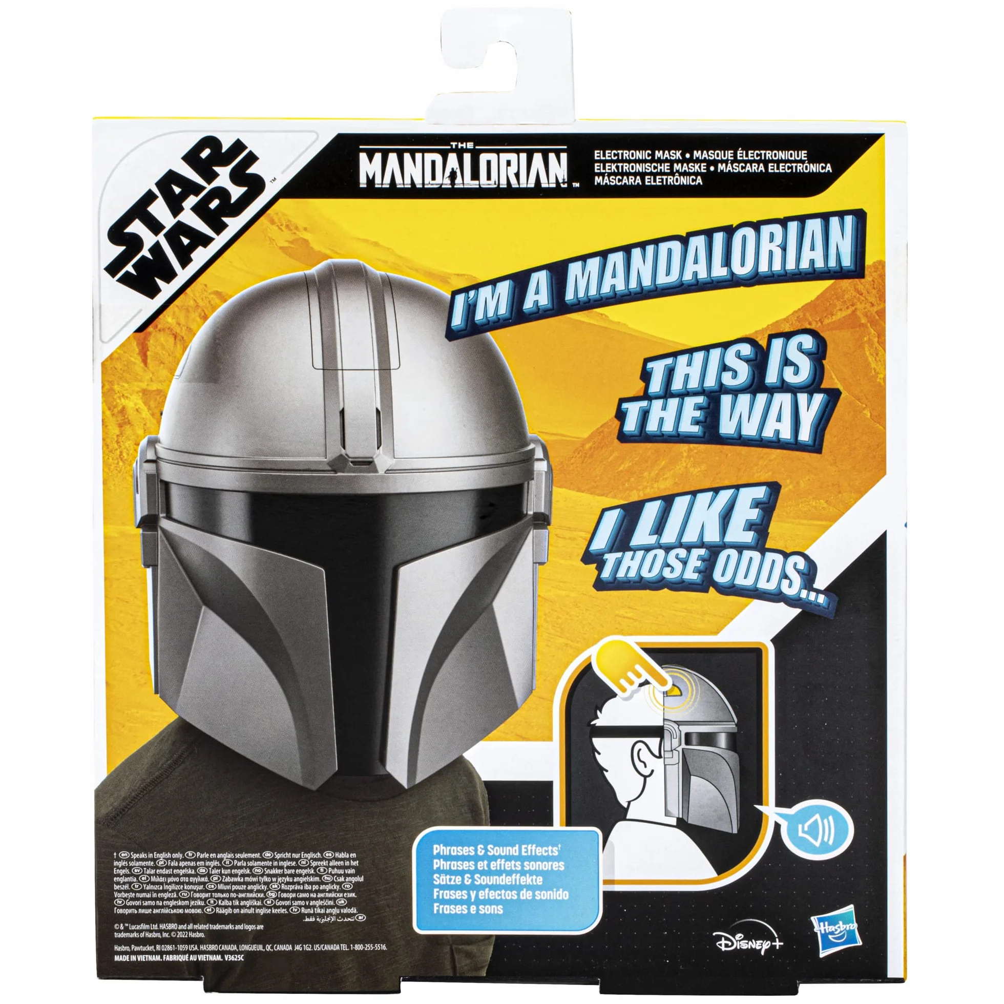 Star Wars Hasbro Elektroniczna maska Mandalorian, przebranie Mandalorian dla dzieci, z dźwiękami i frazami, od 5 lat, wielokolorowa, jeden rozmiar