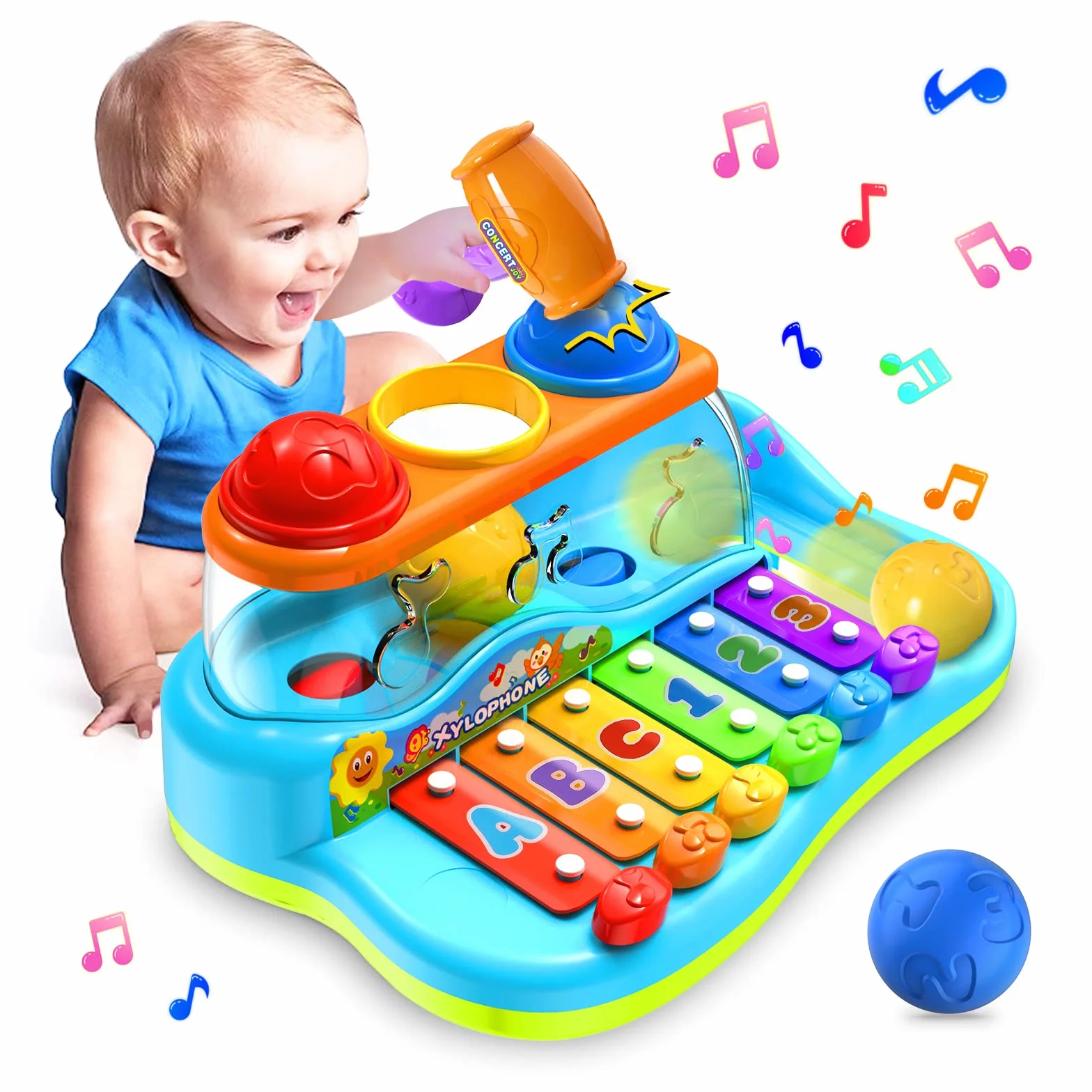 GoStock Musikspielzeug für 1-2-3 Jahre alte Babys Licht-Xylophon-Musikinstrument Spielzeug-Keyboard für Kinder Geschenk für Jungen und Mädchen
