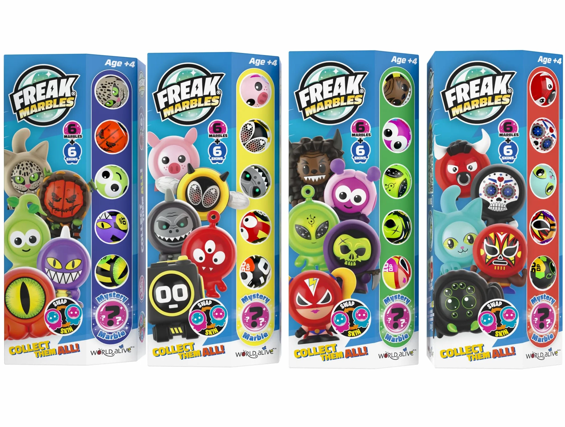 Freak Marbles Totem Pack B, 6 kolorowych kulek z jego projektami w grze, z czego 1 to Rzadkie. Zbieraj, baw się i udostępniaj dzieci w wieku od 4 lat