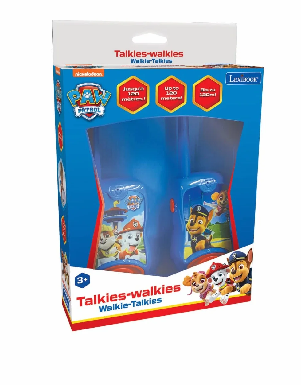 Lexibook TW12PA Psi Patrol Psi Patrol Chase Walkie Talkie, Gra Komunikacyjna dla Dzieci, Pasek na Baterie, TW12PA, Niebieski, Czerwony, Wersja Hiszpańska