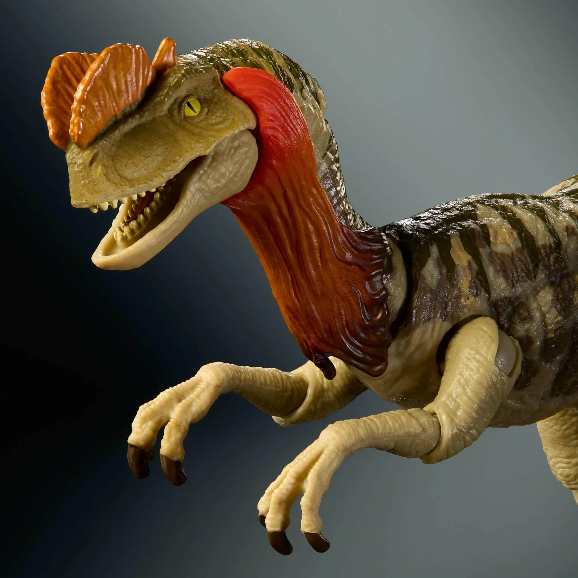 Jurassic World Kolekcja Hammonda Dilofozaur Dinozaur Figurka premium, realistyczne oczy, ruchome punkty i dodatkowa głowa, zabawka dla dzieci 8+, fanów i kolekcjonerów, JKM93