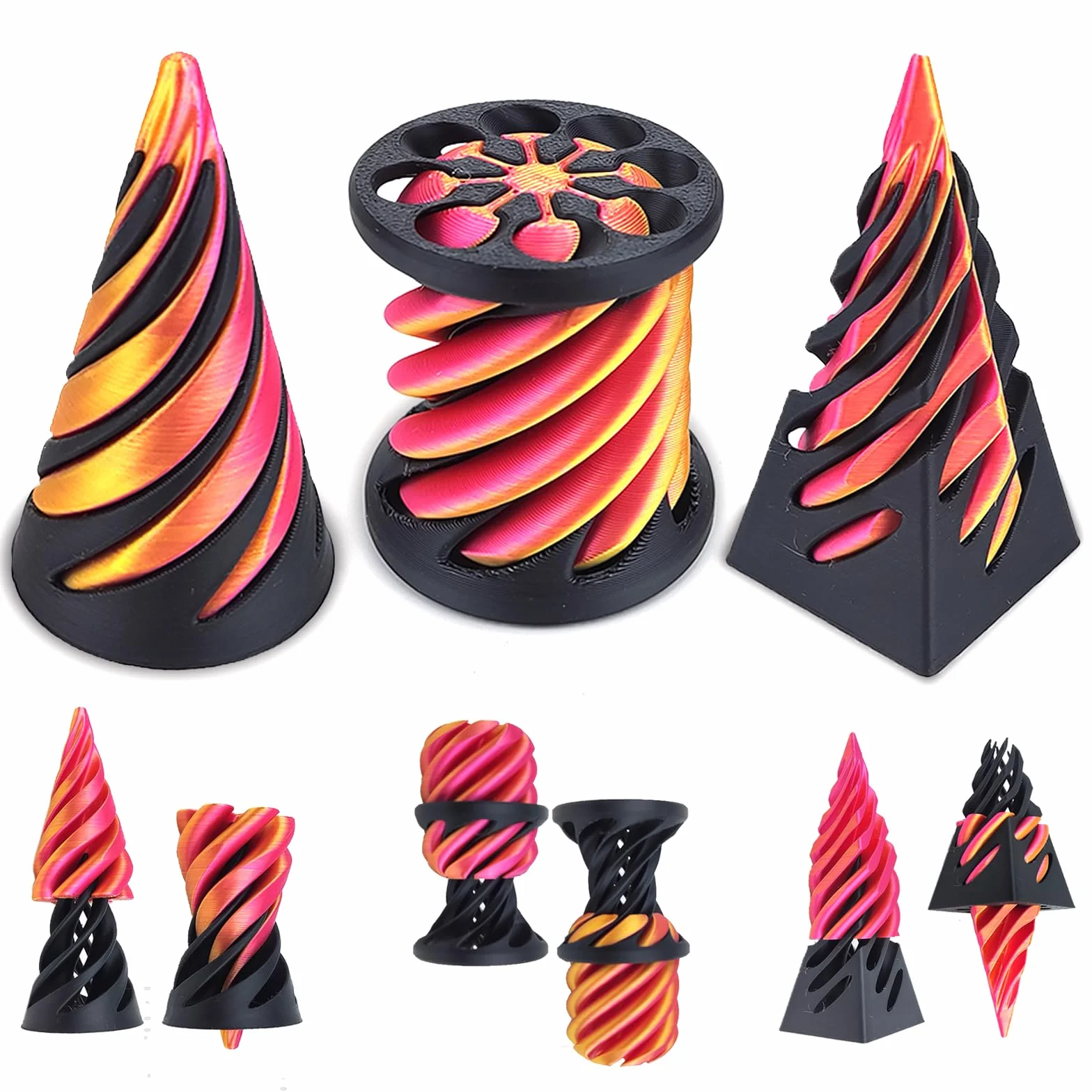 Zabawka fidget spiralny stożek 3D The Impossible Cone Pyramid antystresowa dla dorosłych