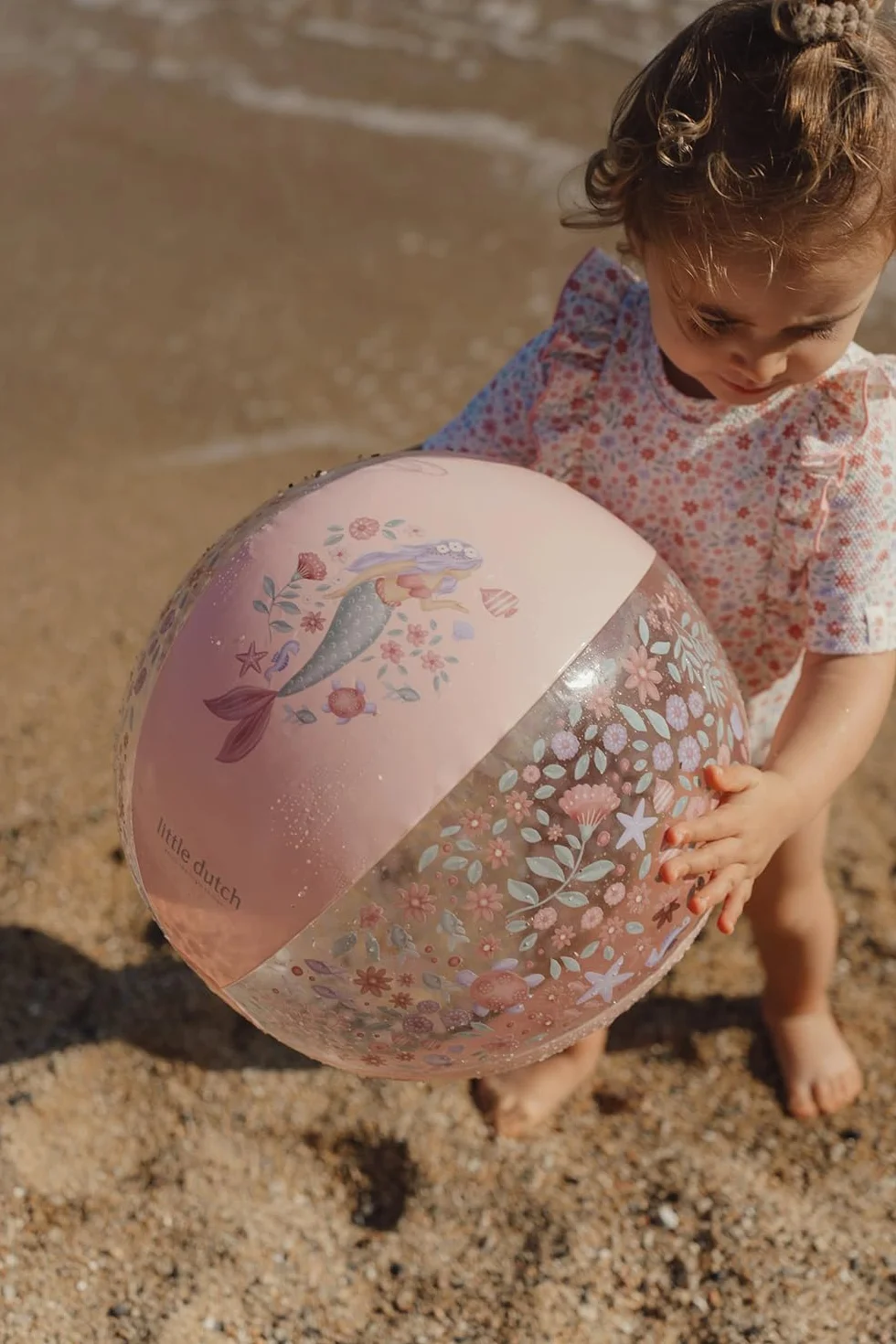 Little Dutch Piłka plażowa dla dzieci – zabawka plażowa, nadmuchiwana dla dziewczynek od 2 lat, różowa