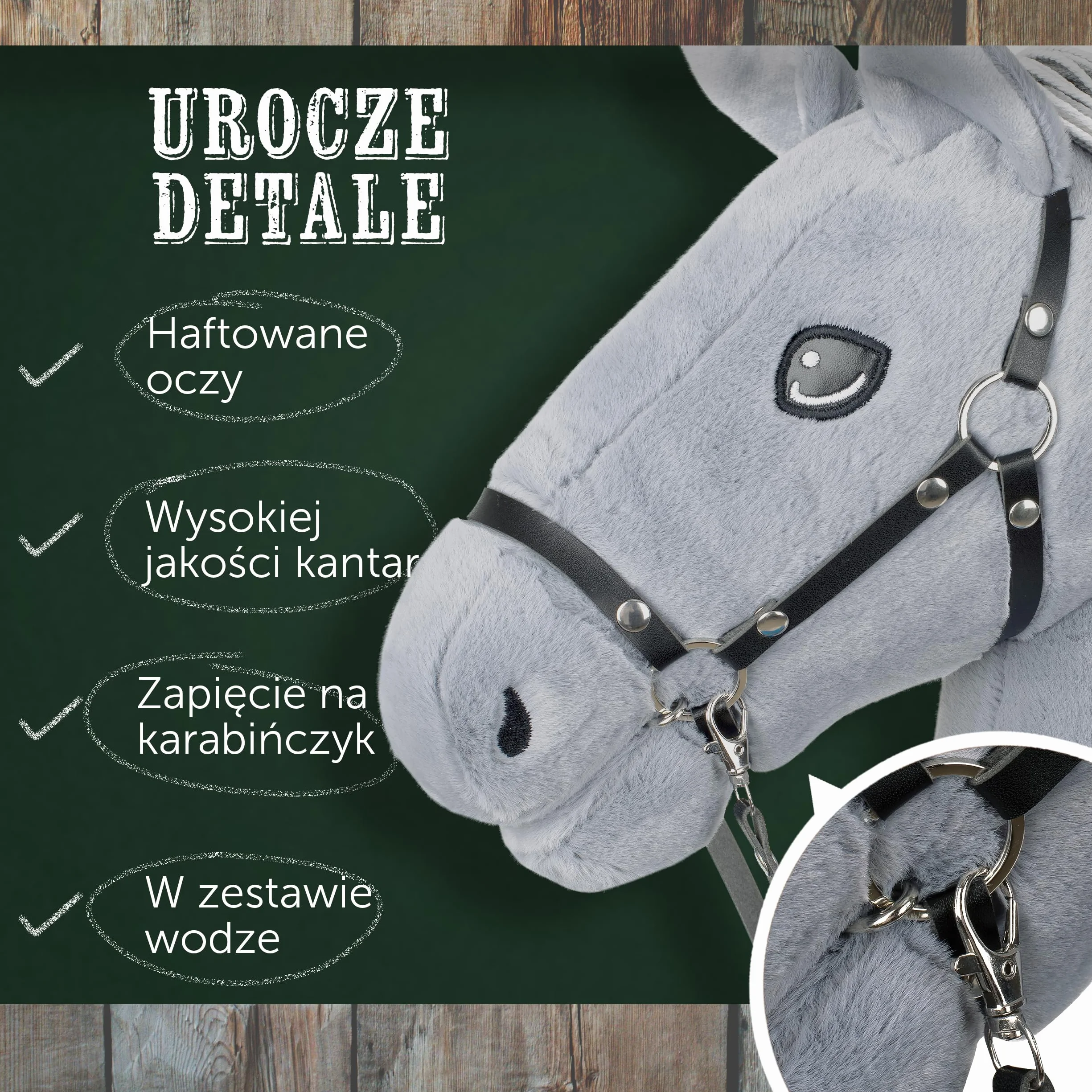 Pink Papaya Hobby Horse z uzda i trense, koń kijowy do hobby, konik do jazdy konnej dla dzieci