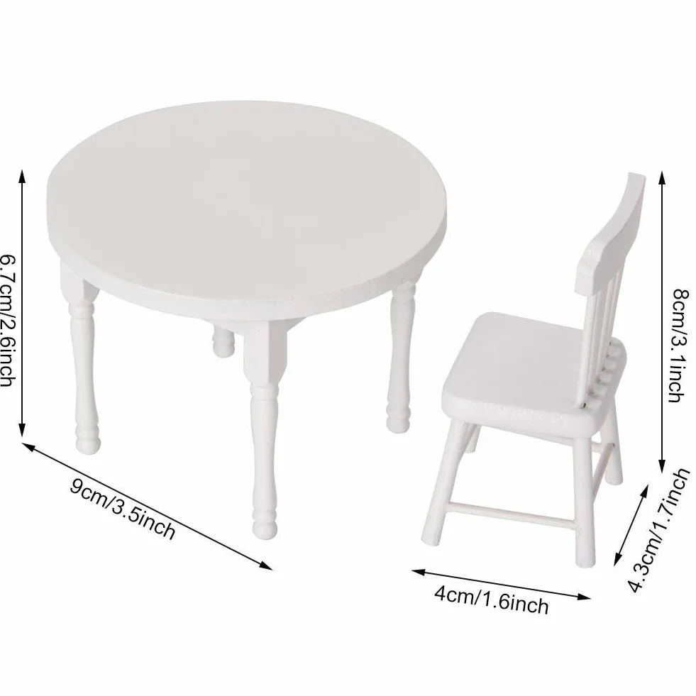 1:12 domek dla lalek mini stół akcesoria do krzeseł 3 szt. zestaw symulacja drewniany domek dla lalek miniaturowe meble rekwizyty fotograficzne dla małych dzieci