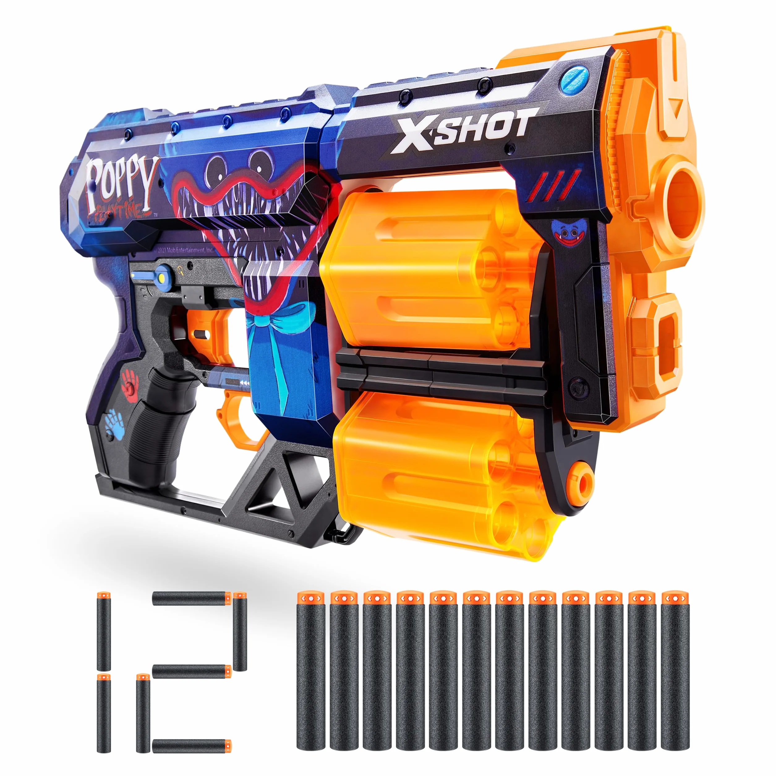 XSHOT- X-Shot Skins Dread, Poppy, 12 rzutek z pianką wyrzutnią, 36651