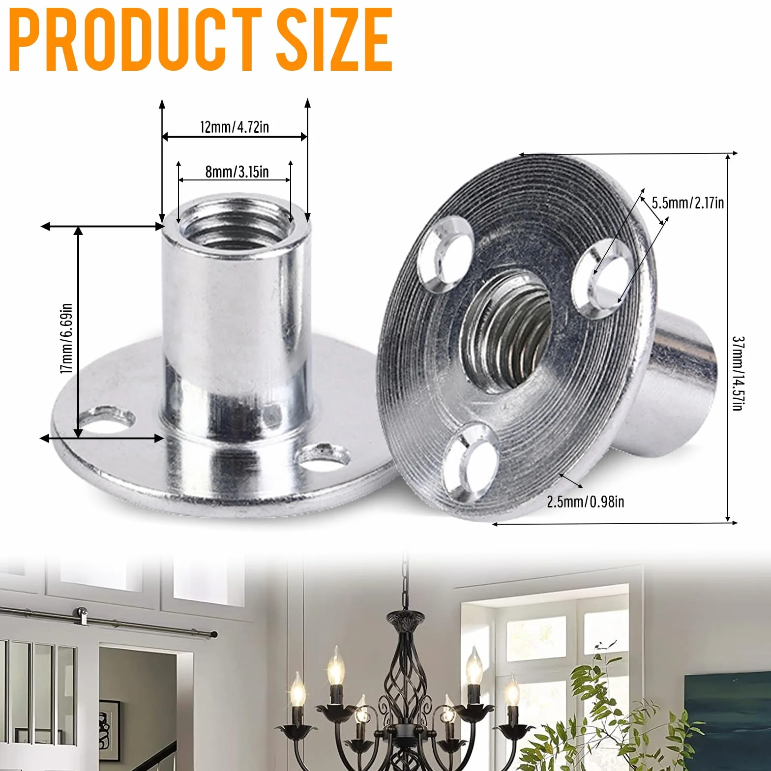 20 sztuk nakrętek M8, nakrętki kołnierzowe do mocowania mebli łączących (M8 x 37 x 2,5 mm)