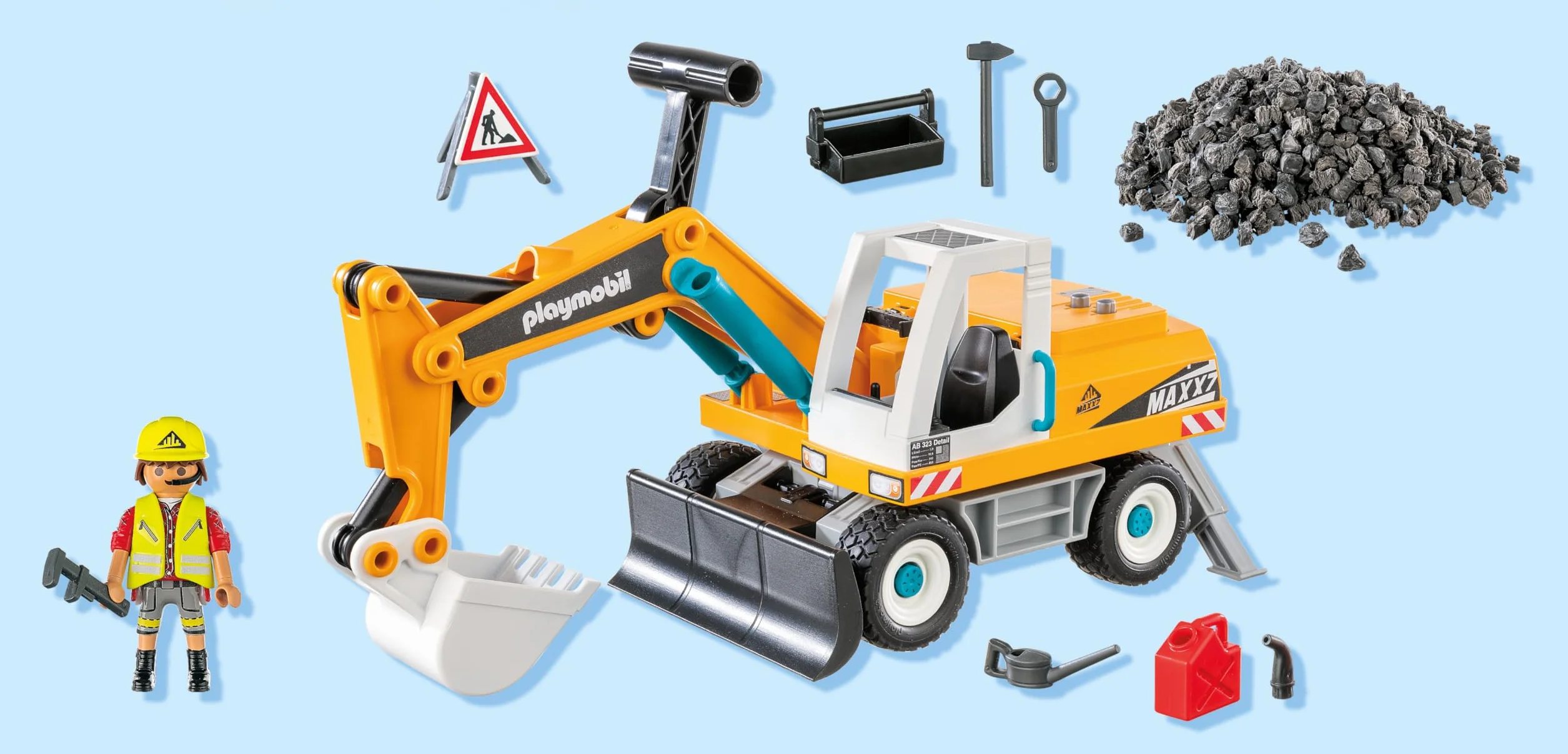 PLAYMOBIL | Action Heroes | Wielki koparka | Zabawka budowlana dla dzieci | Zestaw z koparką | Zabawka dla dzieci powyżej 4 roku życia | 71749