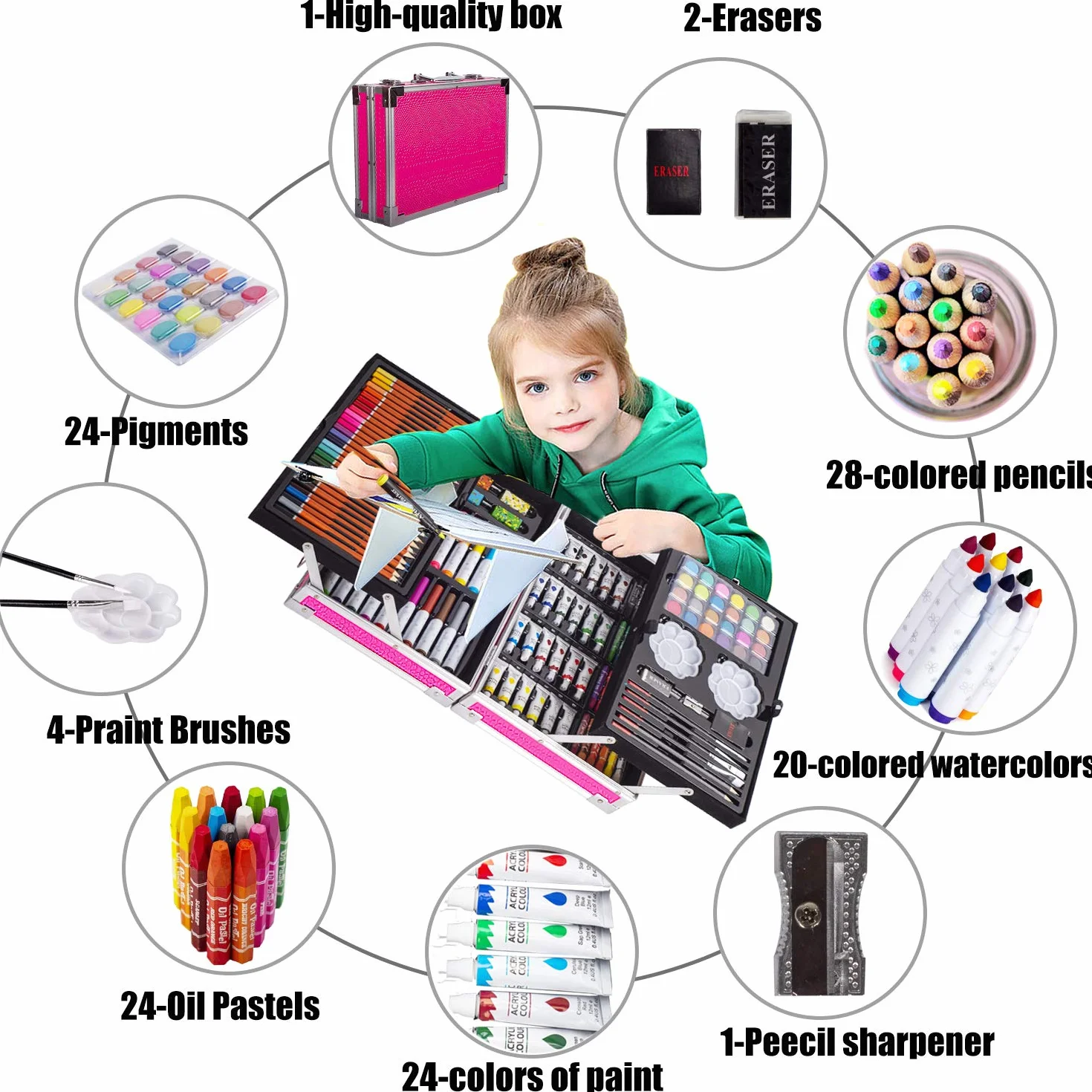KINSPORY 139 PCS Zestaw artystyczny dla dzieci, Deluxe Pudełko do malowania