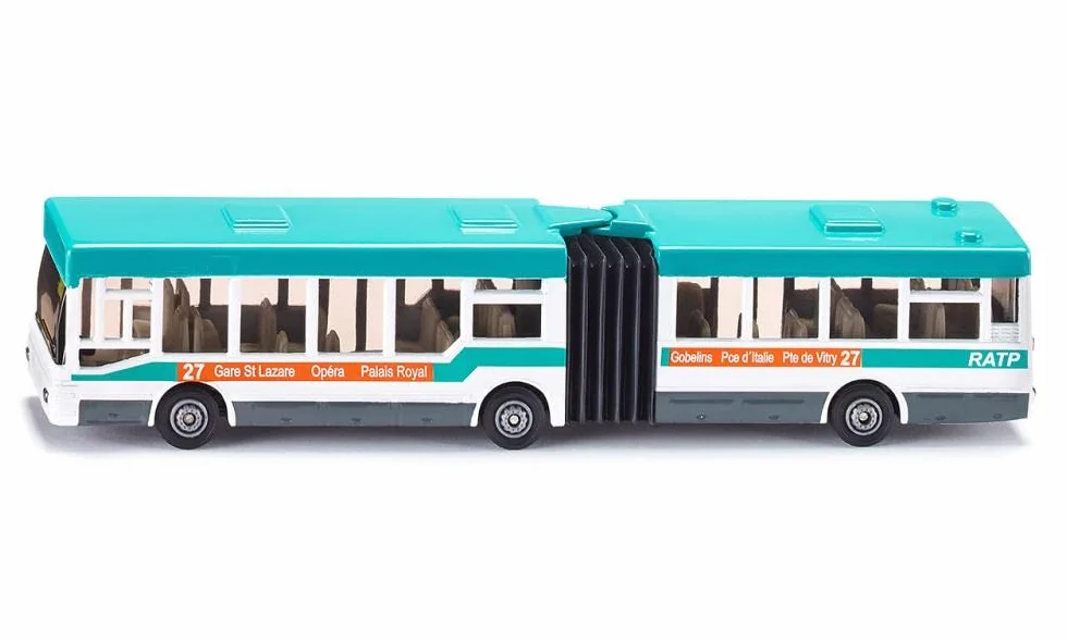 siku 1617001, autobus przegubowy RATP Francja, metal/tworzywo sztuczne, turkusowy/biały, wszechstronne zastosowanie, zabawka dla dzieci