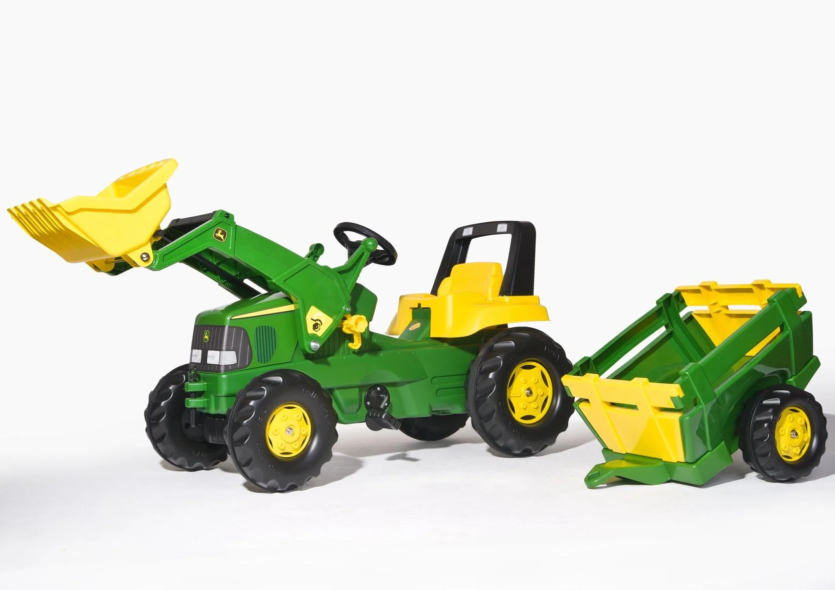 Rolly Toys John Deere 811496 Junior Ciągnik (ciągnik rolniczy dla dzieci w wieku 3-7 lat, ciche opony, kolor zielony/żółty)