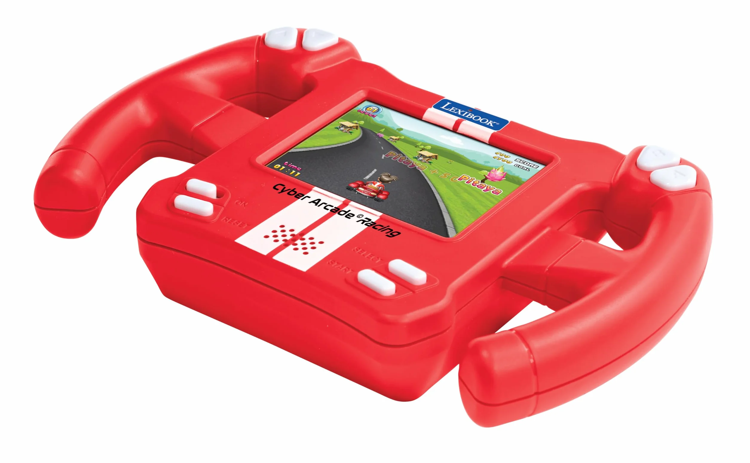 Lexibook, Cyber Arcade Racing, Konsola Wyścigowa Sterowana Ruchem, 30 Gier Wyścigowych, Akcji i Logicznych, Sterowanie przez Przechylanie, Czerwona, JL3150