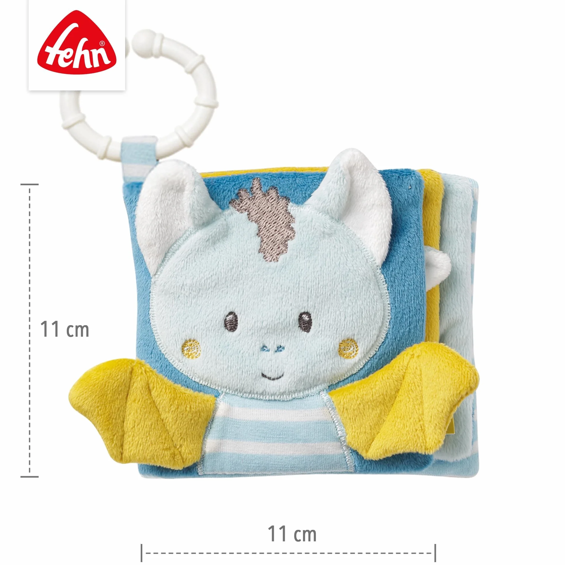 Fehn Soft-Bilderbuch Fledermaus/Fühlbuch aus Stoff mit Tier Motiven - mit Quietsche, Raschelpapier und Spiegel für Babys und Kleinkinder ab 0+ Monaten/Maße: 11x11 cm