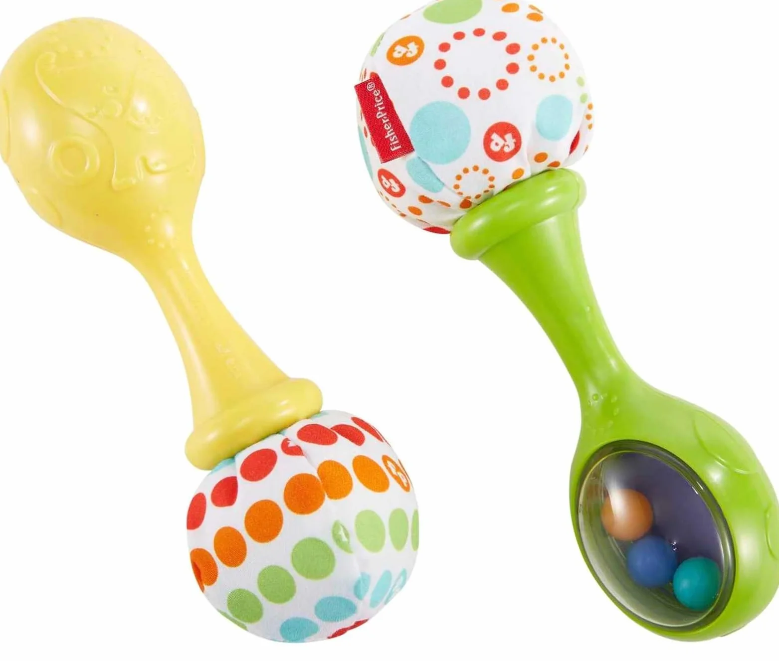 Fisher-Price Newborn Toys Rattle ‘n Rock Maracas, 2 Soft Musical Instruments for Developmental Play Babies Ages 3+ Months, Green & Yellow, BLT33