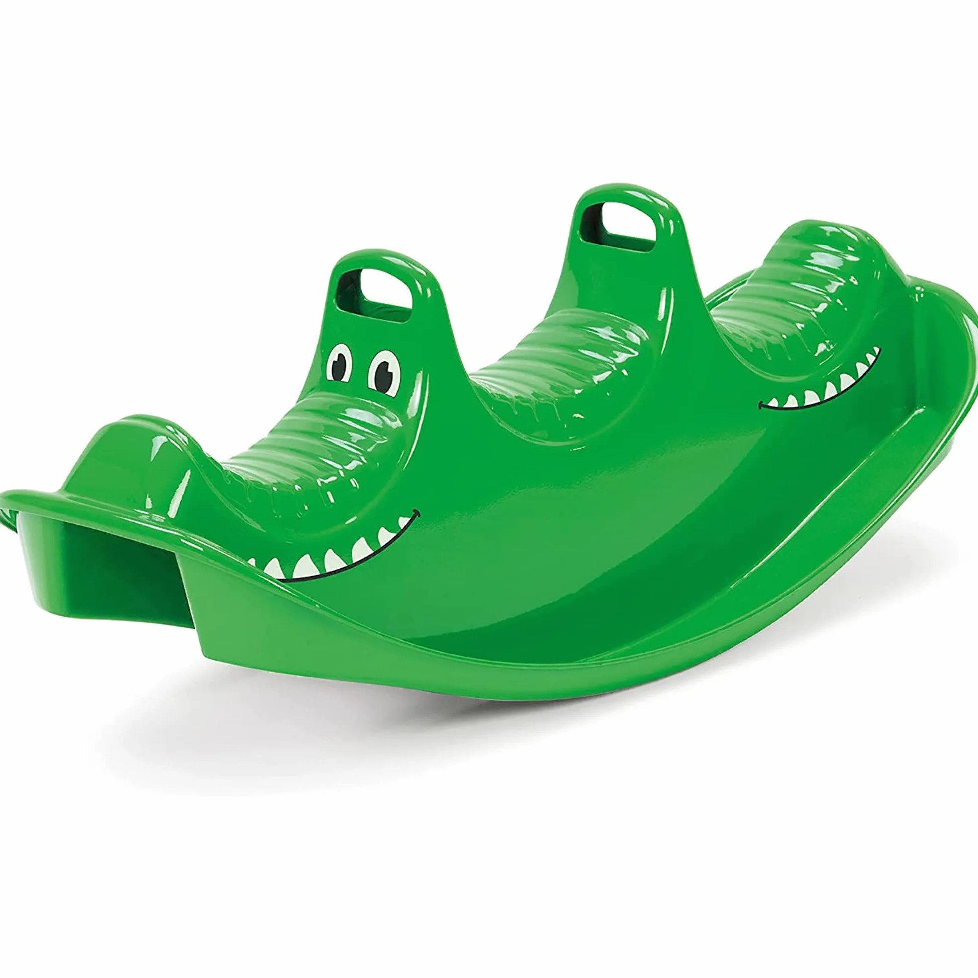 Dantoy 3 Persons Rocker and Seesaw, Durable Plastic with 3 Seats and Made in Denmark – Green Crocodile