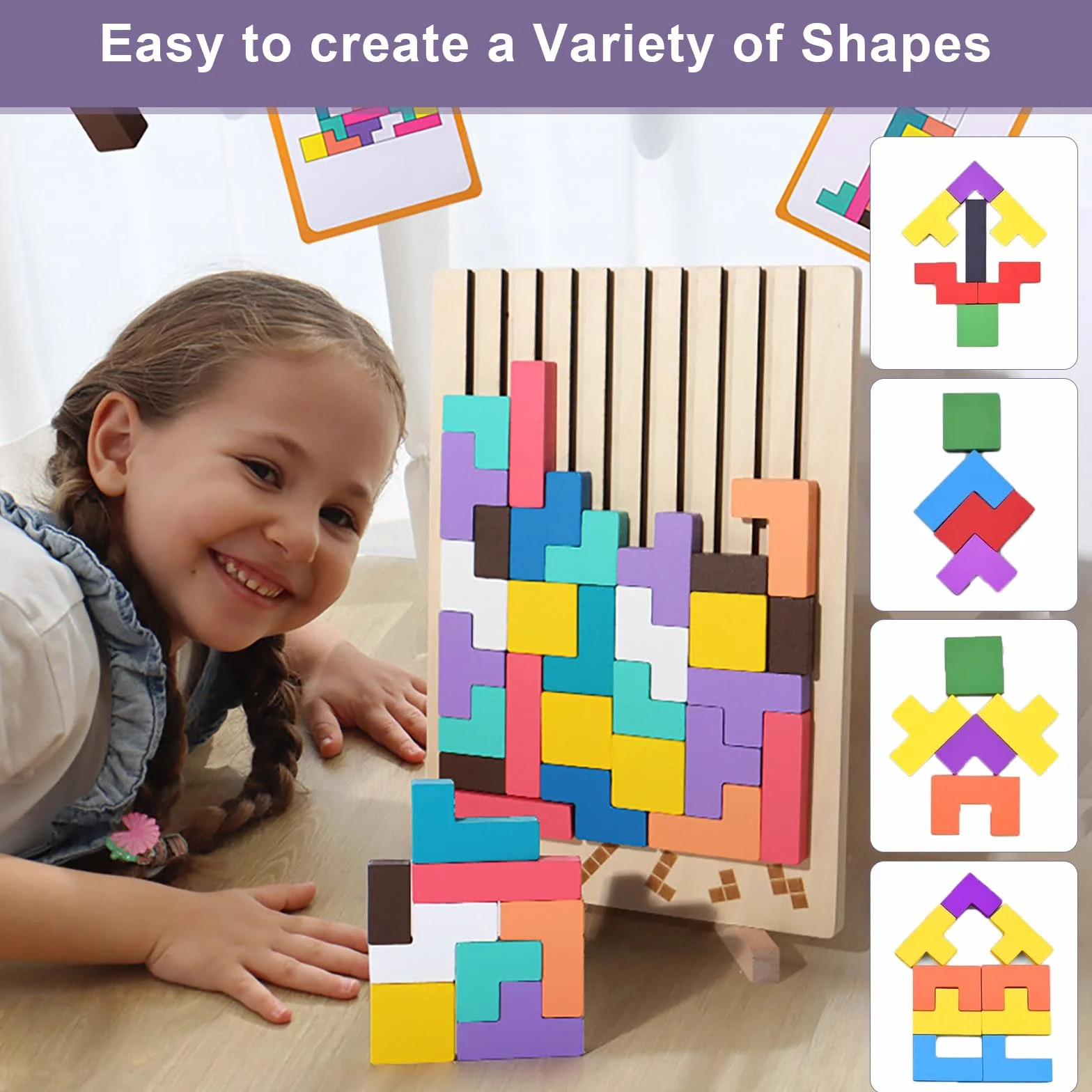 Tetris drewniana zabawka dla dzieci, drewniana zabawka puzzle, Montessori, dla dzieci w wieku od 2 do 10 lat
