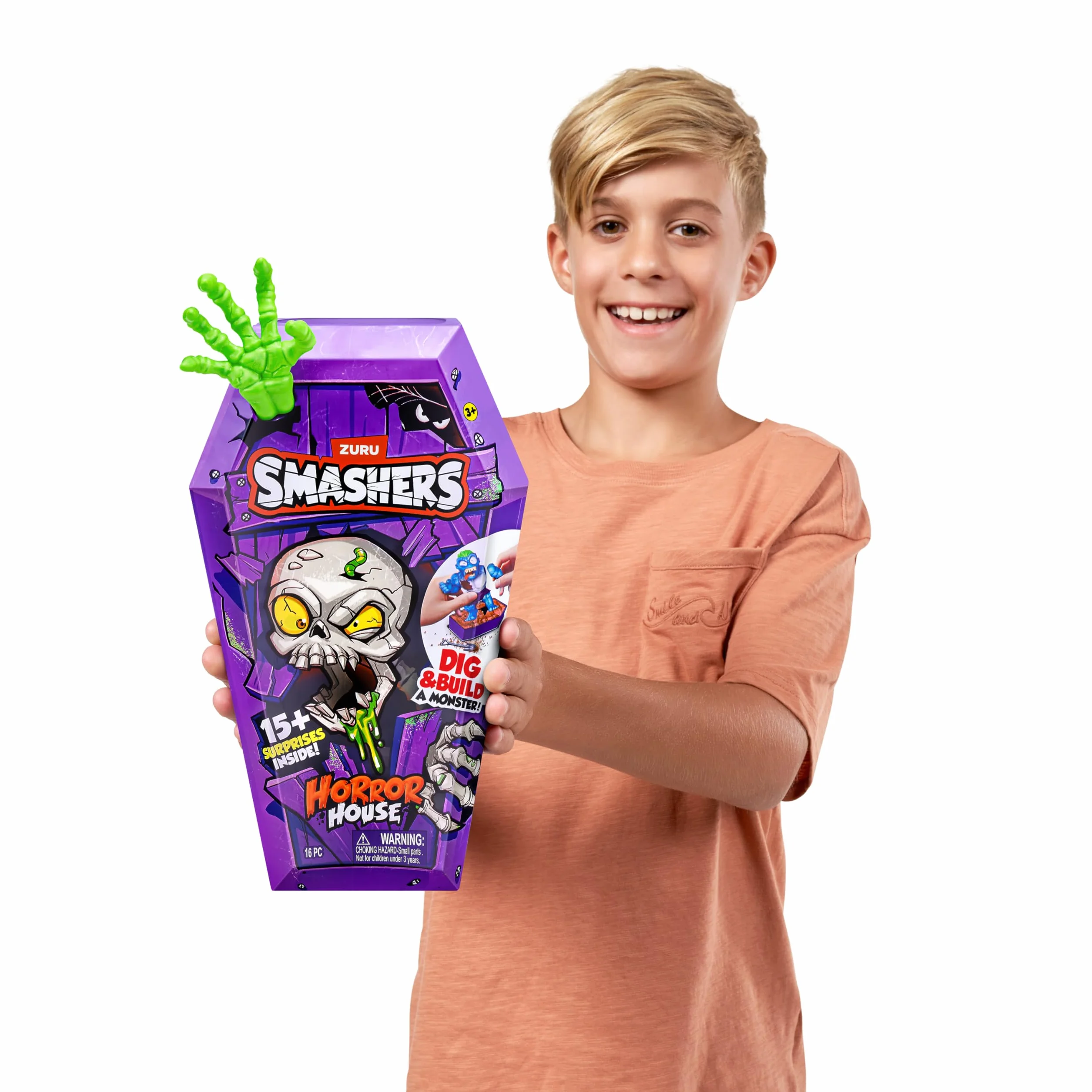 Smashers Horror House by ZURU Zabawka interaktywna dla dzieci i młodzieży, zabawka kolekcjonerska, średnia (30 cm) (Zombie)
