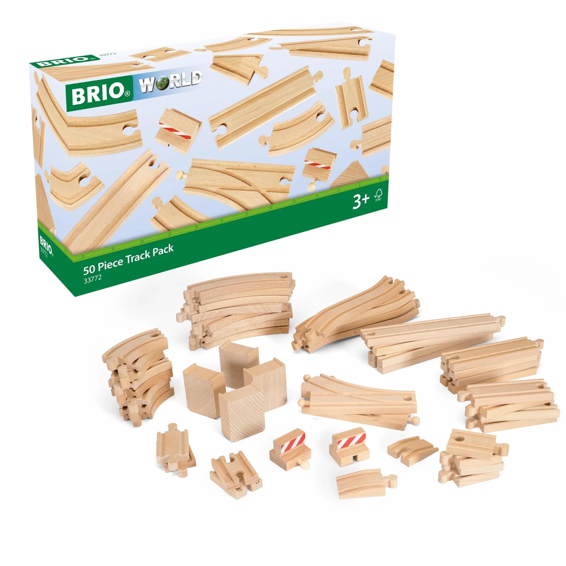 Brio Bahn 33772 Drewniane Szyny, 50 Sztuk, Brązowe