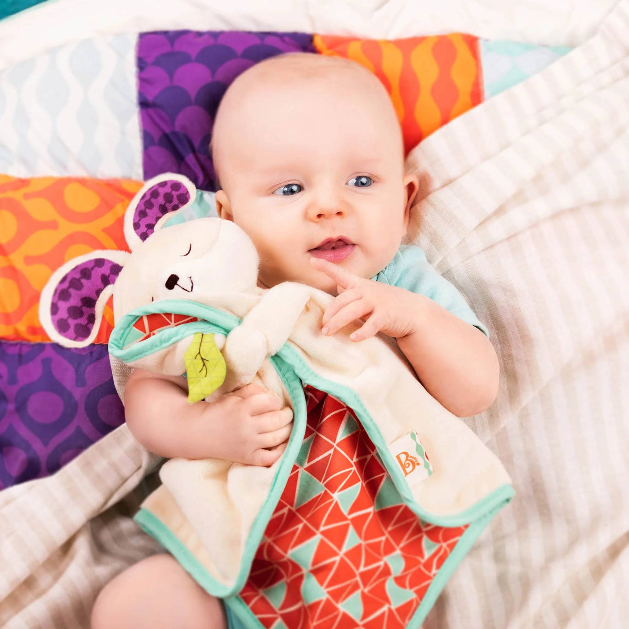 B. Toys – B. Snugglies – puszysty koc bezpieczeństwa króliczka Bunz – urocza koszula niemowlęca z miękką tkaniną – nie zawiera BPA