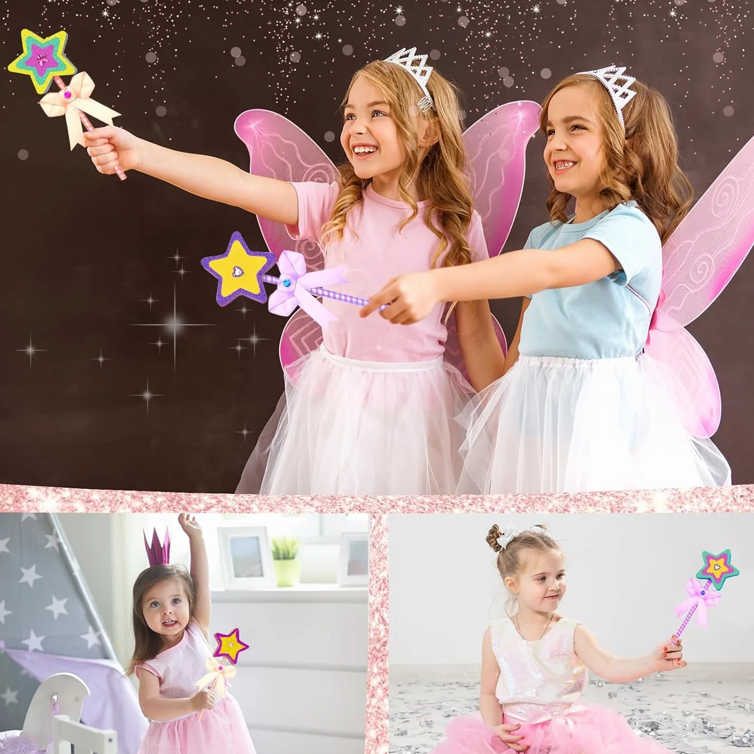 GUOYOU 27 sztuk Magiczna Drewniana Różdżka Księżniczka Różdżka Wróżdżka dla Dzieci Zestaw Rzemiosła Dziewczyny Drewniane DIY Rzemiosło Magiczne Różdżki Wróżki do Malowania