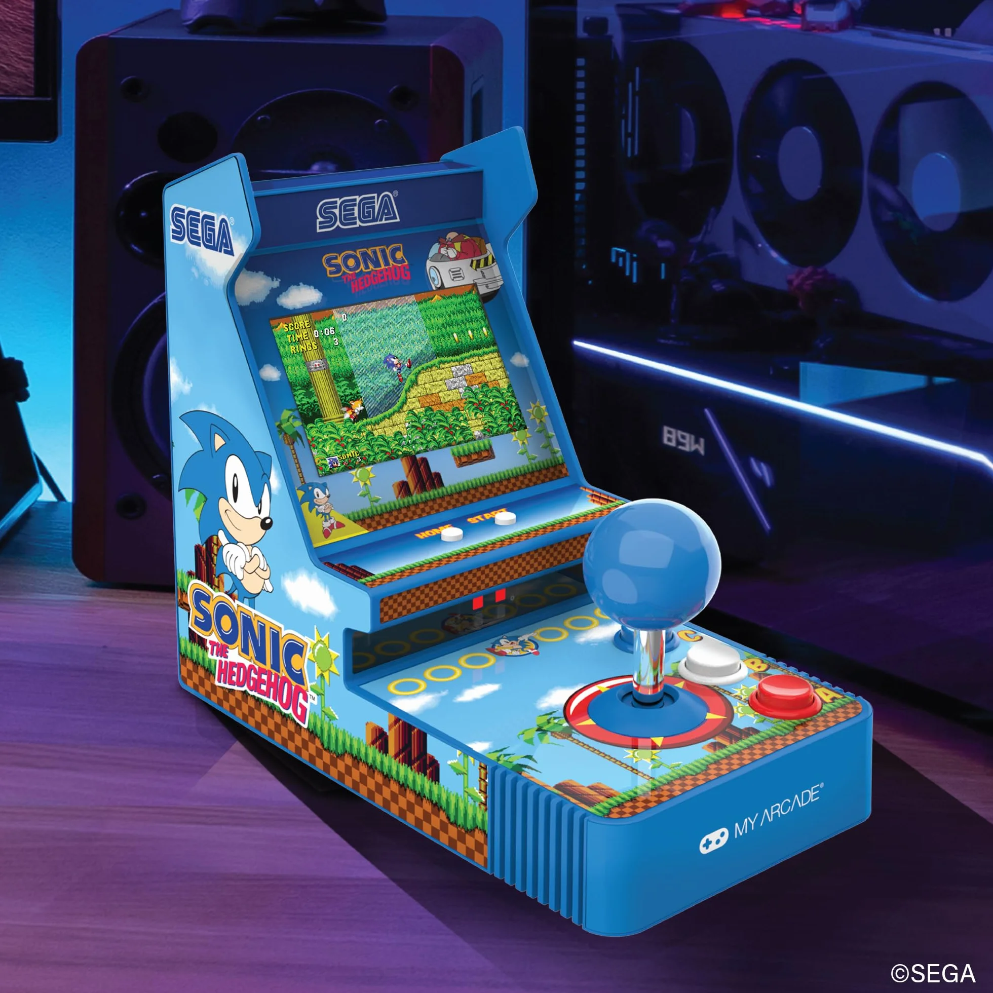 My Arcade Sonic Joystick Player Retro konsola do gier wideo 2 gry w 1 Sega Classic Arcades kolorowy wyświetlacz 3,5 cala