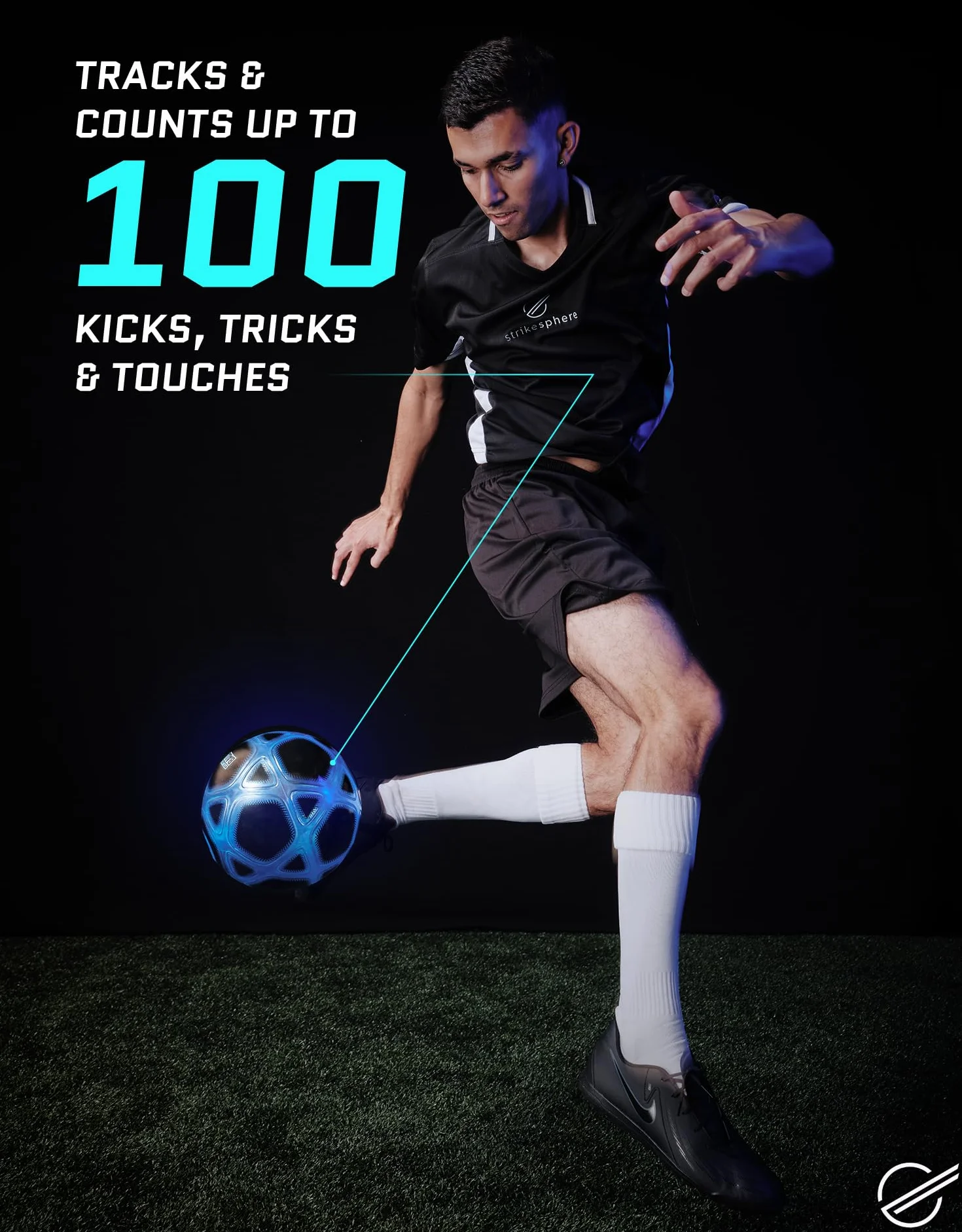 Smart Ball SBCB1B Football Gift for Boys and Girls from 6 Years Old Kick Up Counting Power Ball with Bright Lights and Sounds Training for Children, White and Blue