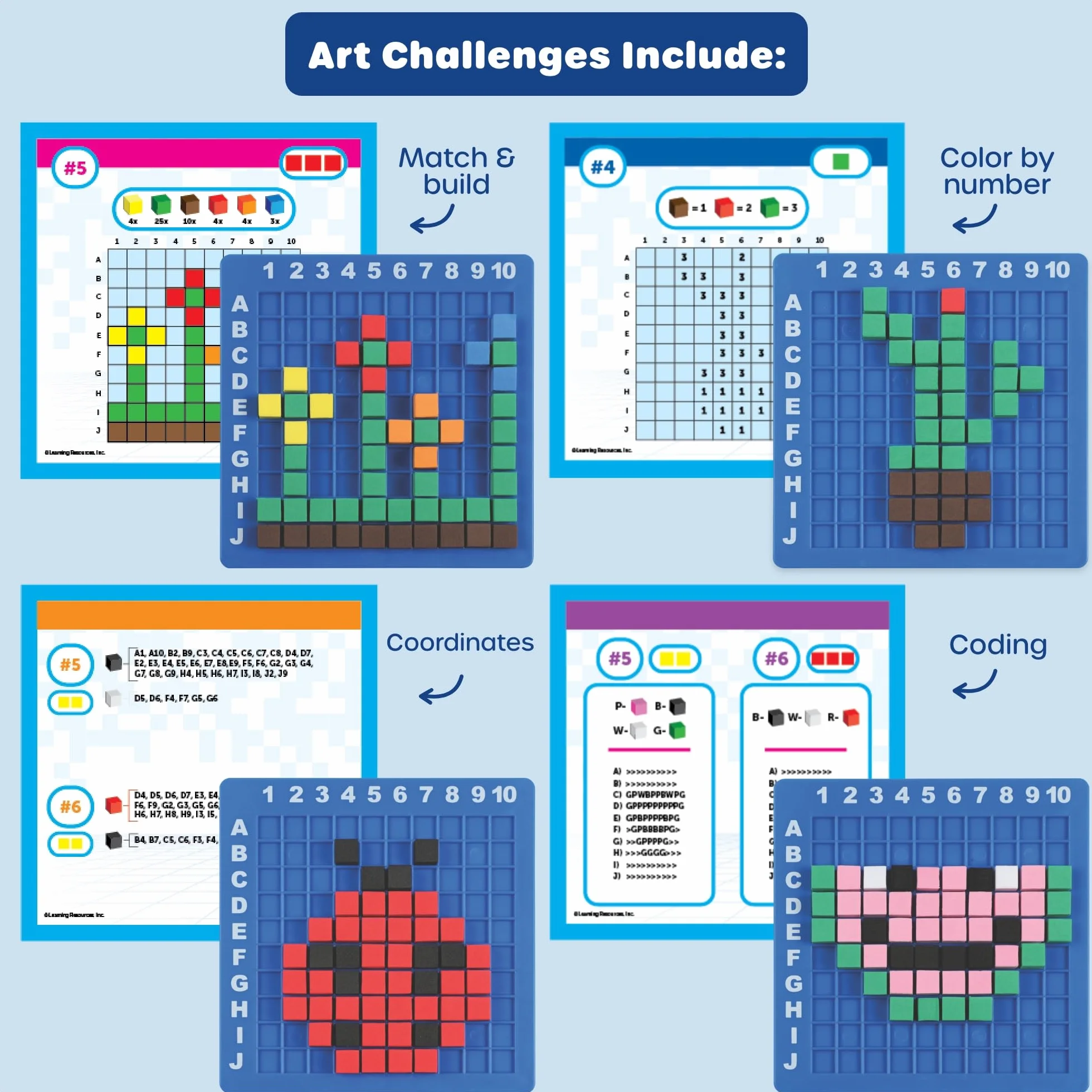 Learning Resources Pikselowa Sztuka STEM Explorers, 402 Elementy, Od 5 Lat, Zabawki dla Dzieci, Podstawy Kodowania, Zajęcia Szkolne