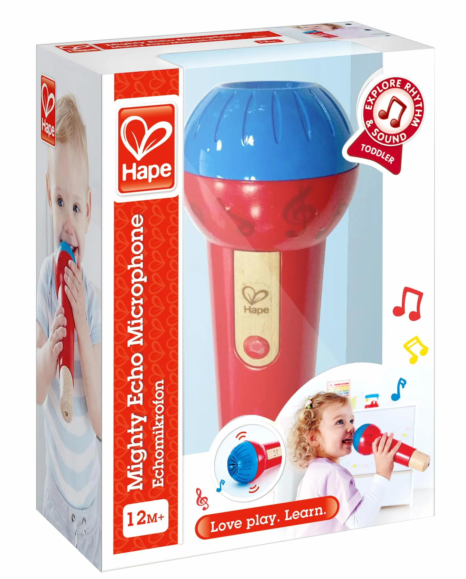 Hape Mighty Echo Microphone , Battery-Free Voice Amplifying Microphone Toy for Kids 1 Year and Up