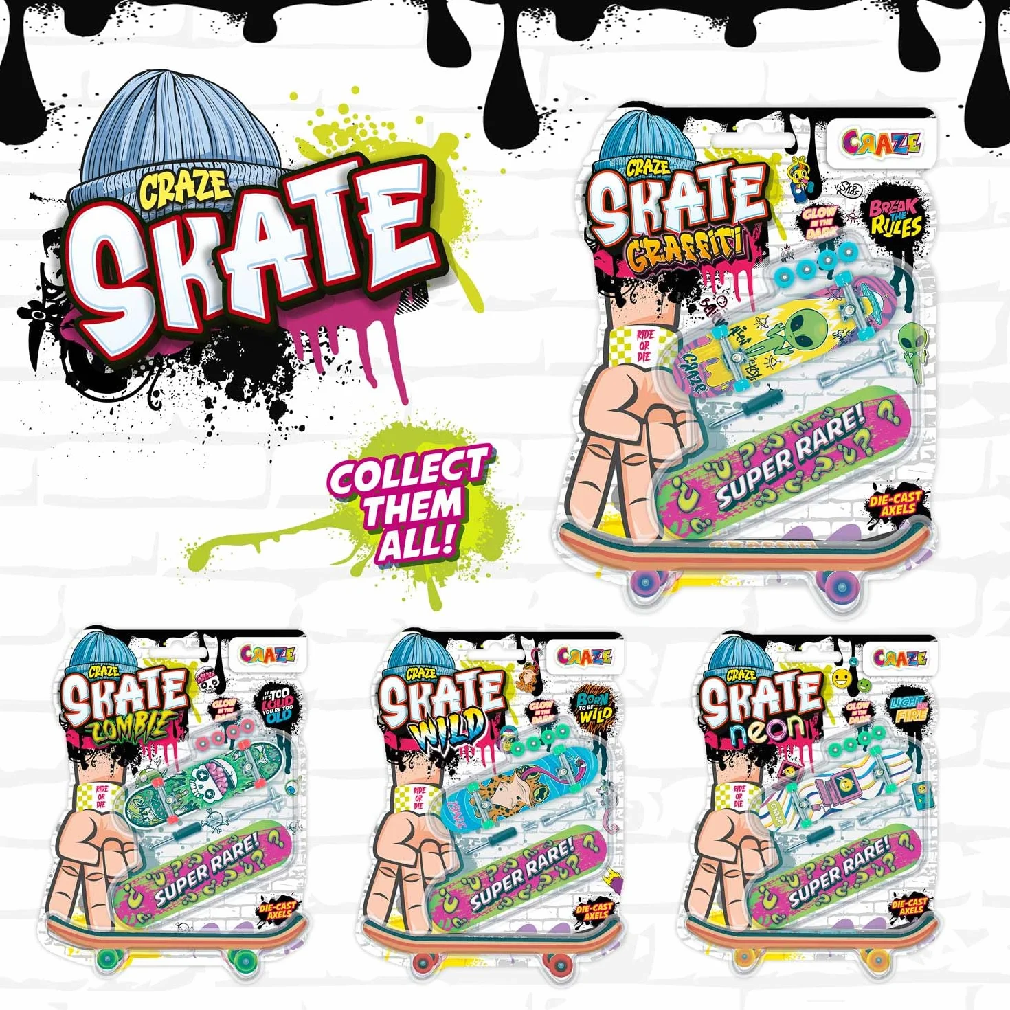 CRAZE Fingerboard zestaw 2-pak mini deskorolki na palec typu Tech Deck - Fingerboard z akcesoriami dla dzieci - deskorolka mini do makijażu i kaskaderek