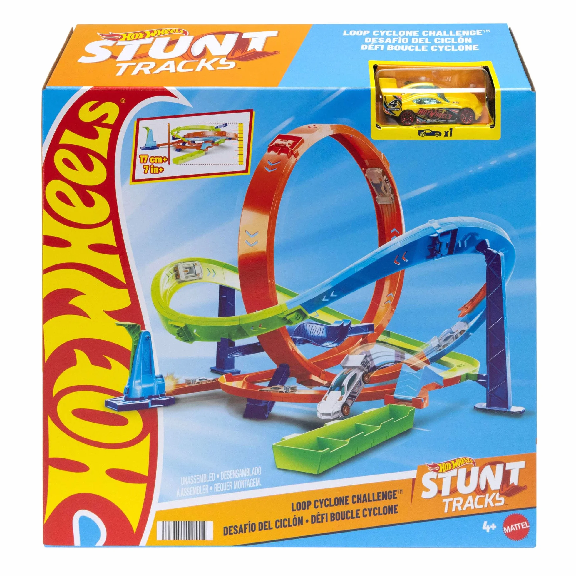 Hot Wheels Let's Race – Na start! - Netflix - Zakręcone tornado Zestaw z 2 sposobami zabawy i 1 samochodzikiem Hot Wheels, łatwe przechowywanie, HXM94