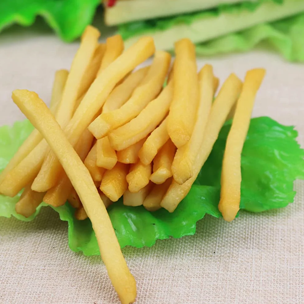 NUOBESTY 30 sztuk sztucznych frytek, symulacja fast food, sztuczna żywność, model realistyczny, francuskie frytki, do kuchni, zabawek, dekoracji