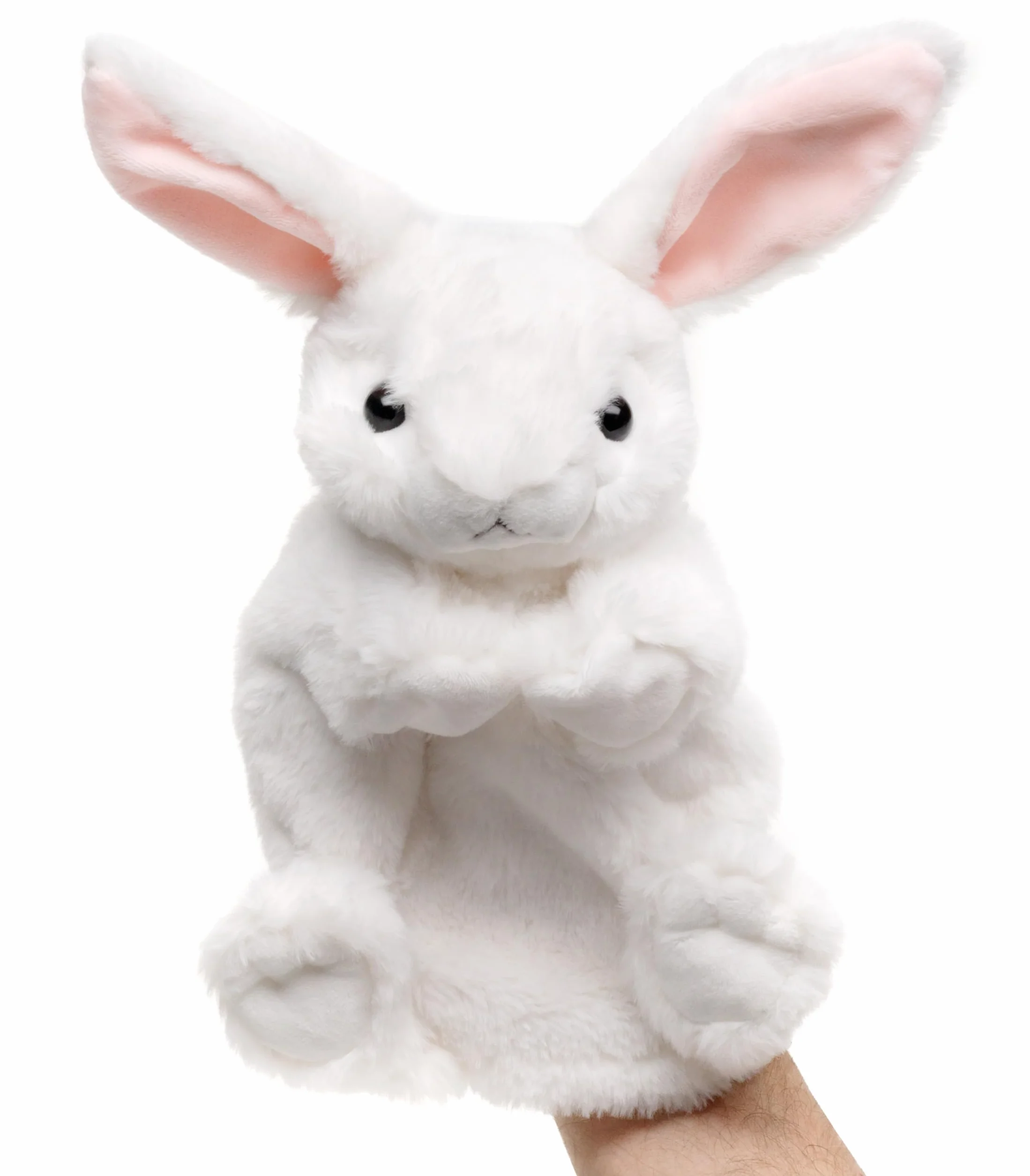 Uni-Toys - pacynka zając (biały) - 24 cm (wysokość) - pluszowa lalka, królik - pluszowa zabawka, przytulanka
