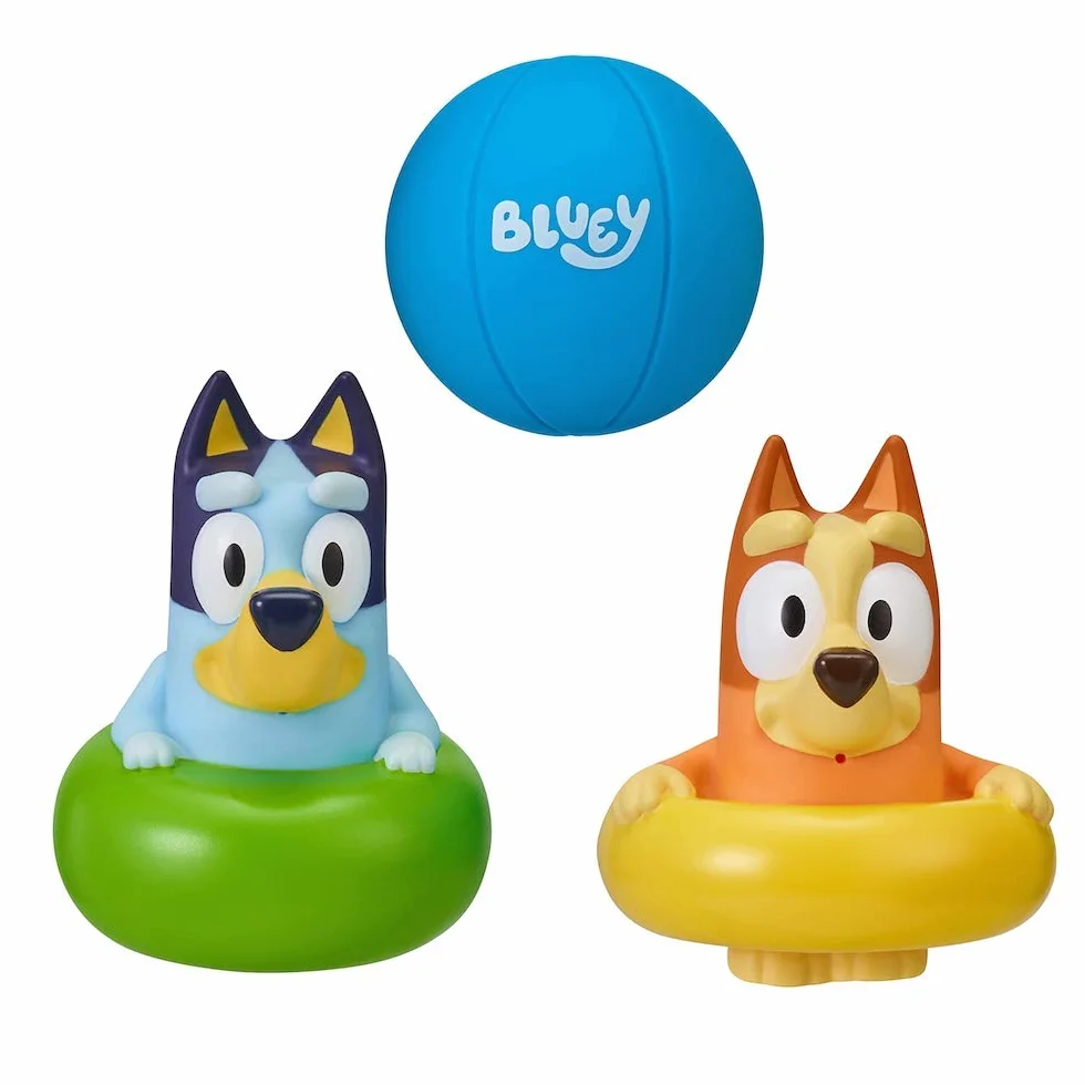 Bluey Official 3 Pack Bath Squirters Toy with Bluey, Bingo and Ball