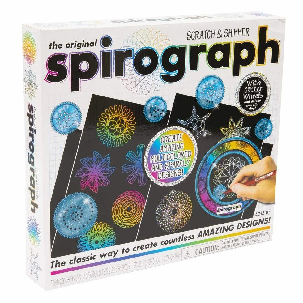 Grandi Giochi Spirograph Scratch And Shimmer, zestaw do tworzenia błyszczących i wielobarwnych wzorów, CLG08000