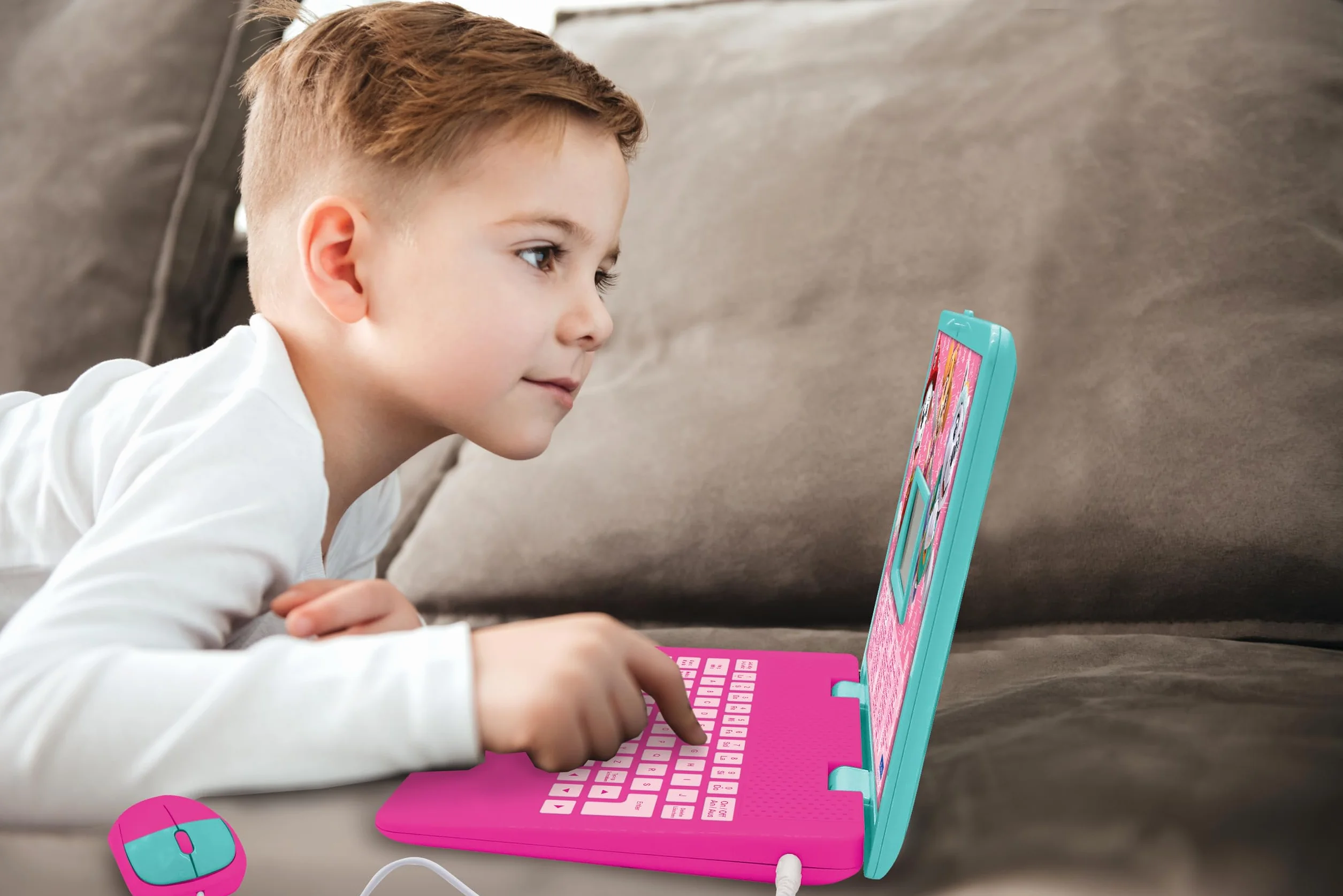 Lexibook Psi Patrol, pedagogiczny i dwujęzyczny laptop w języku angielskim/niemieckim, zabawka dla dzieci z 124 aktywnościami do nauki, grania w gry i muzykę, różowy, JC598PAGi3