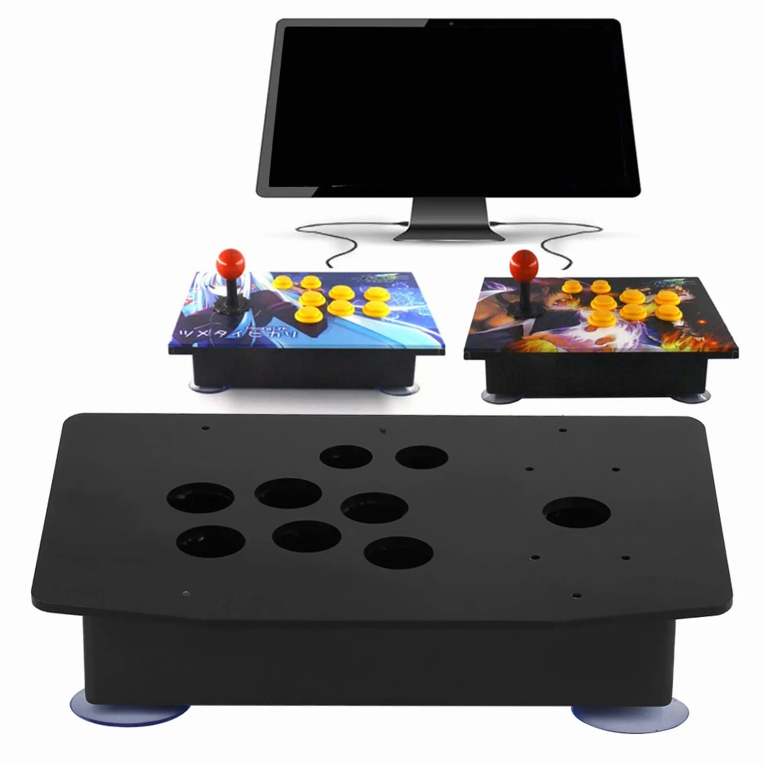Arcade Panel Arcade Case Diy Arcade Set Diy Arcade Kit Arcade Game Panel Black Diy Set Kits Panel akrylowy i pochyłe obudowy Zamiennik do gry zręcznościowej
