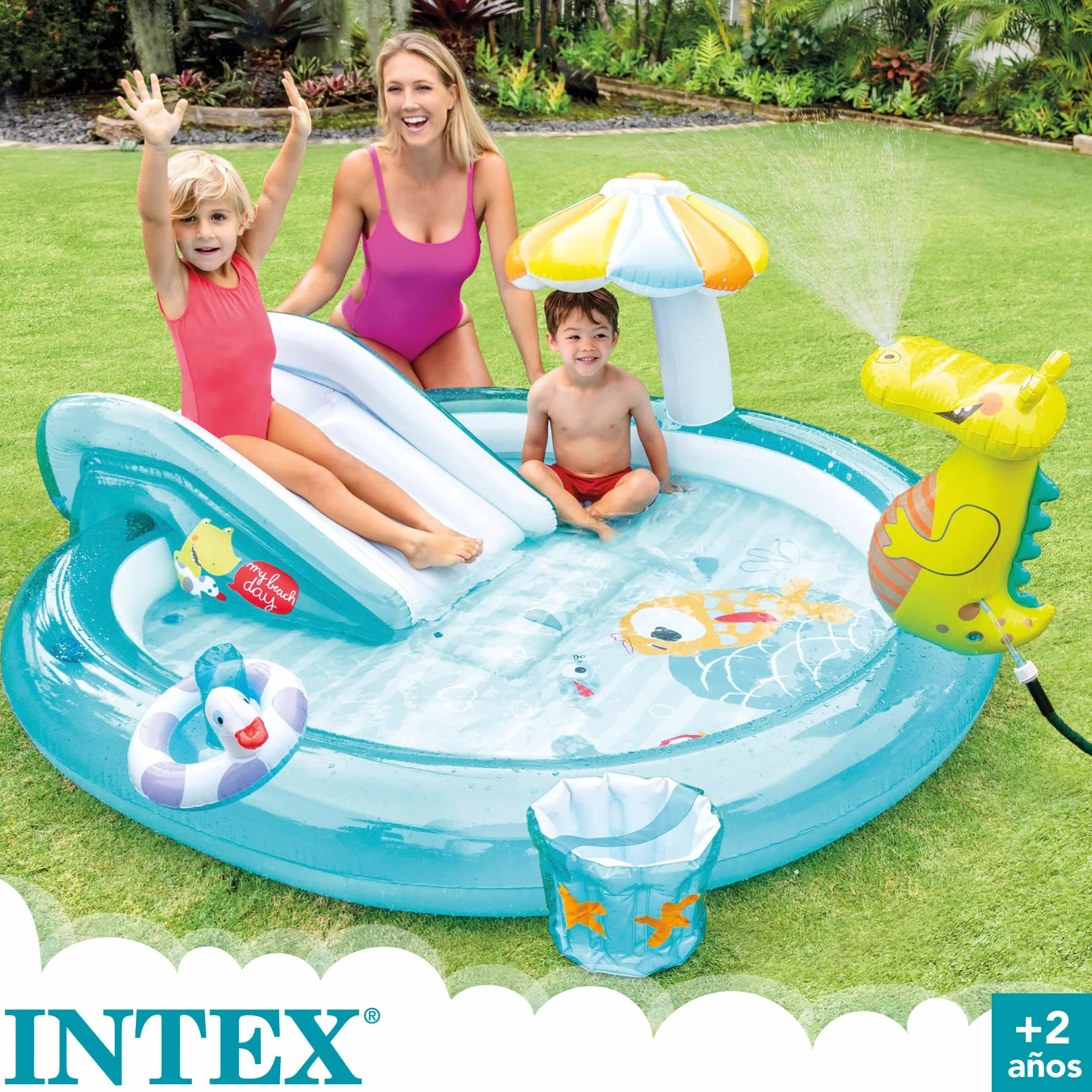 Intex Gator Dmuchany Basen Dziecięcy, Wielokolorowy, 229 x 152 x 56 cm