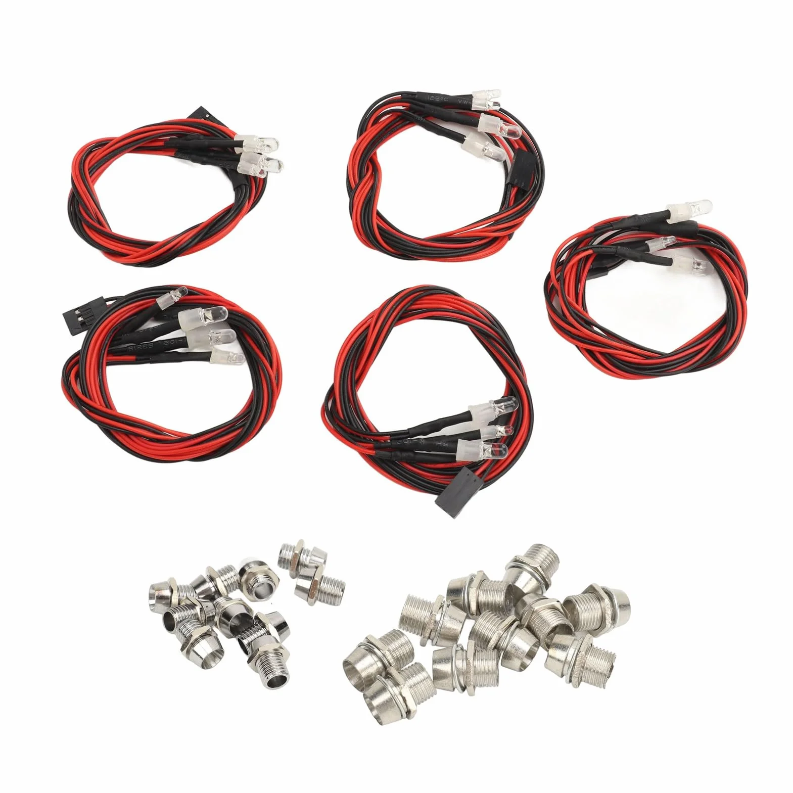 5 szt. Światła LED do Samochodu RC, Zestaw Oświetlenia RC Jasność Światła LED do Samochodu RC 2 Białe światło 5 Mm Koraliki do Lampy 2 Czerwone światło 3 Mm Koraliki do Lampy