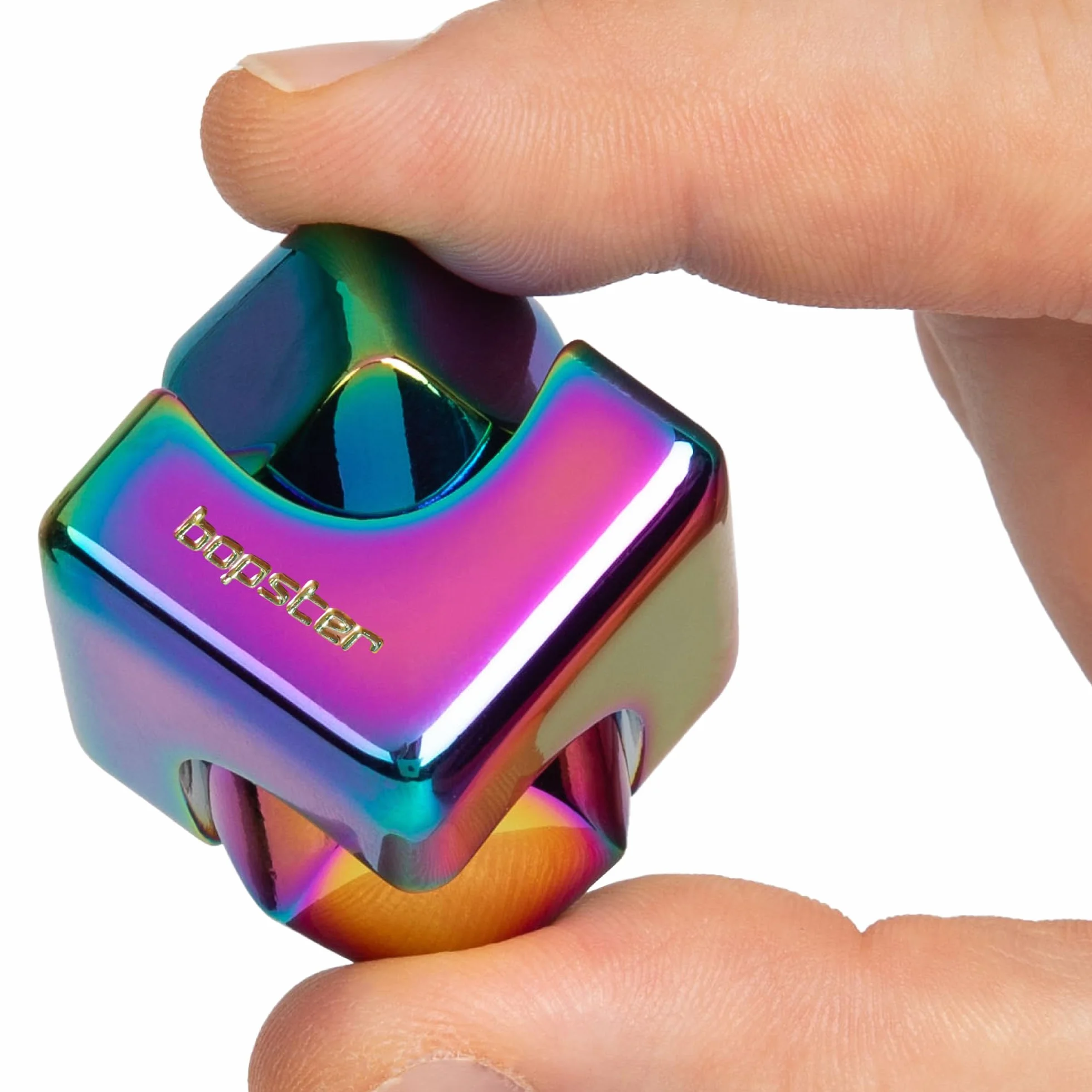 Bopster Fidget Cube Spinner | Anodyzowany metalowy ręczny spinner, zabawka sensoryczna i antystresowa dla dzieci i dorosłych, ADHD, ADD, autyzm, idealny prezent, opalizujący