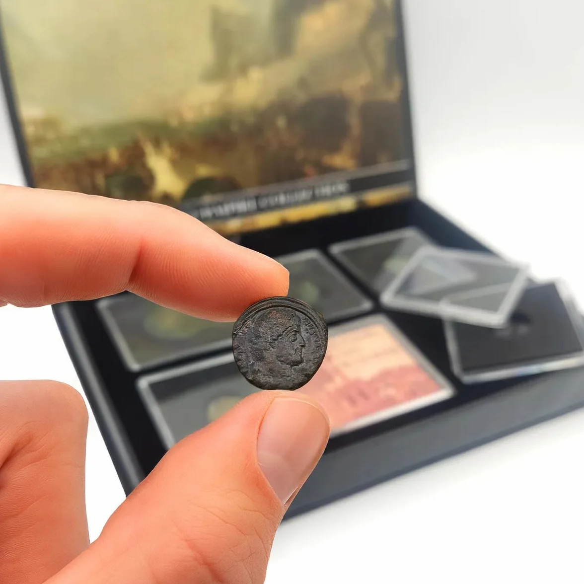 IMPACTO COLECCIONABLES | Edycja kolekcjonerska certyfikowanych autentycznych monet rzymskich, 5 sztuk cesarzy, legionów i bogów pod kapsułką: Historia Imperium w Twoich rękach