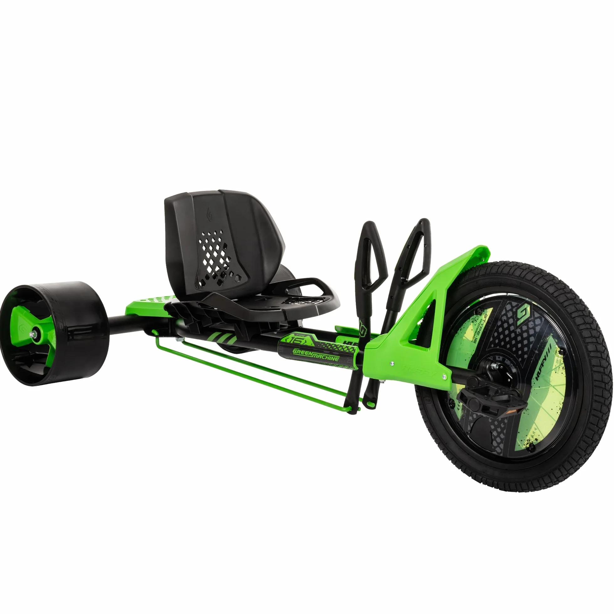 Huffy Green Machine 40 cm Drift Trike, elegancka, ergonomiczna konstrukcja, regulowane siedzisko, rower dryfujący dla dzieci w wieku 5-8 lat, maksymalna waga 36 kg, hamulec nożny