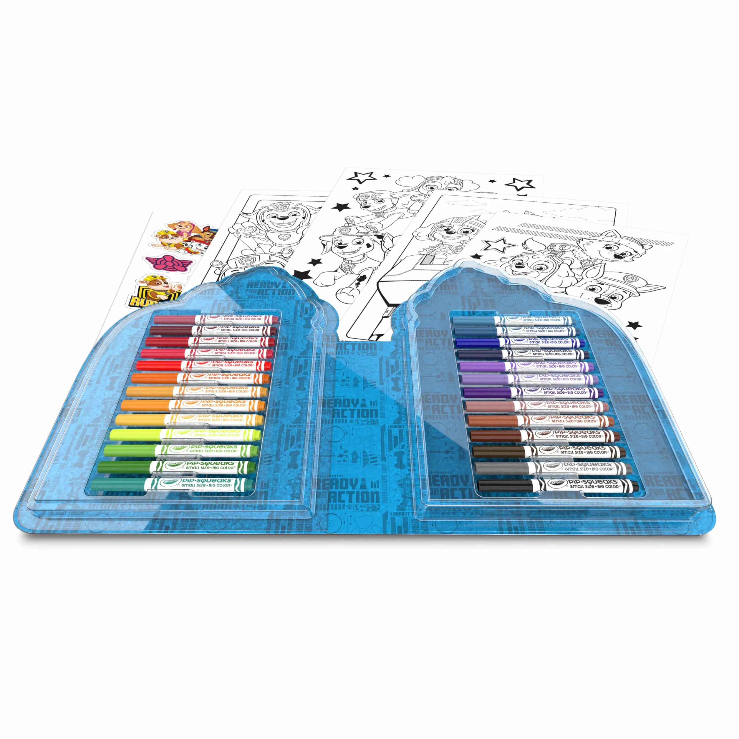 Crayola - Walizka artystyczna z naklejkami Paw Patrol, zestaw zawierający flamastry, strony do kolorowania, naklejki, 45 elementów, kreatywny prezent dla dzieci od lat 5, 04-0783