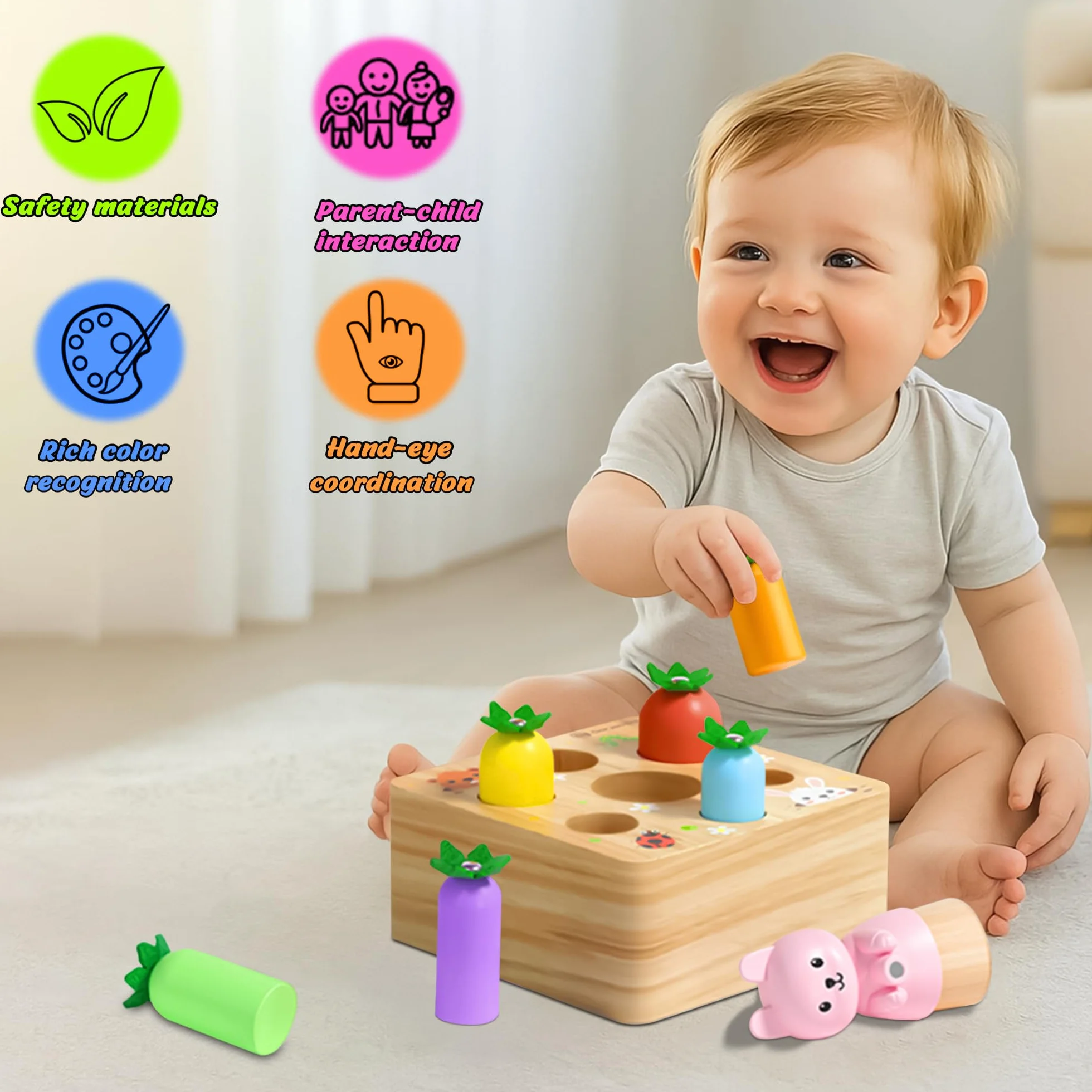 Zabawka drewniana od 1 roku, zabawka Montessori dla dzieci od 1 roku życia, zabawka rozwija motorykę precyzyjną dla dzieci od 1 roku życia, zabawka edukacyjna, prezent dla dzieci