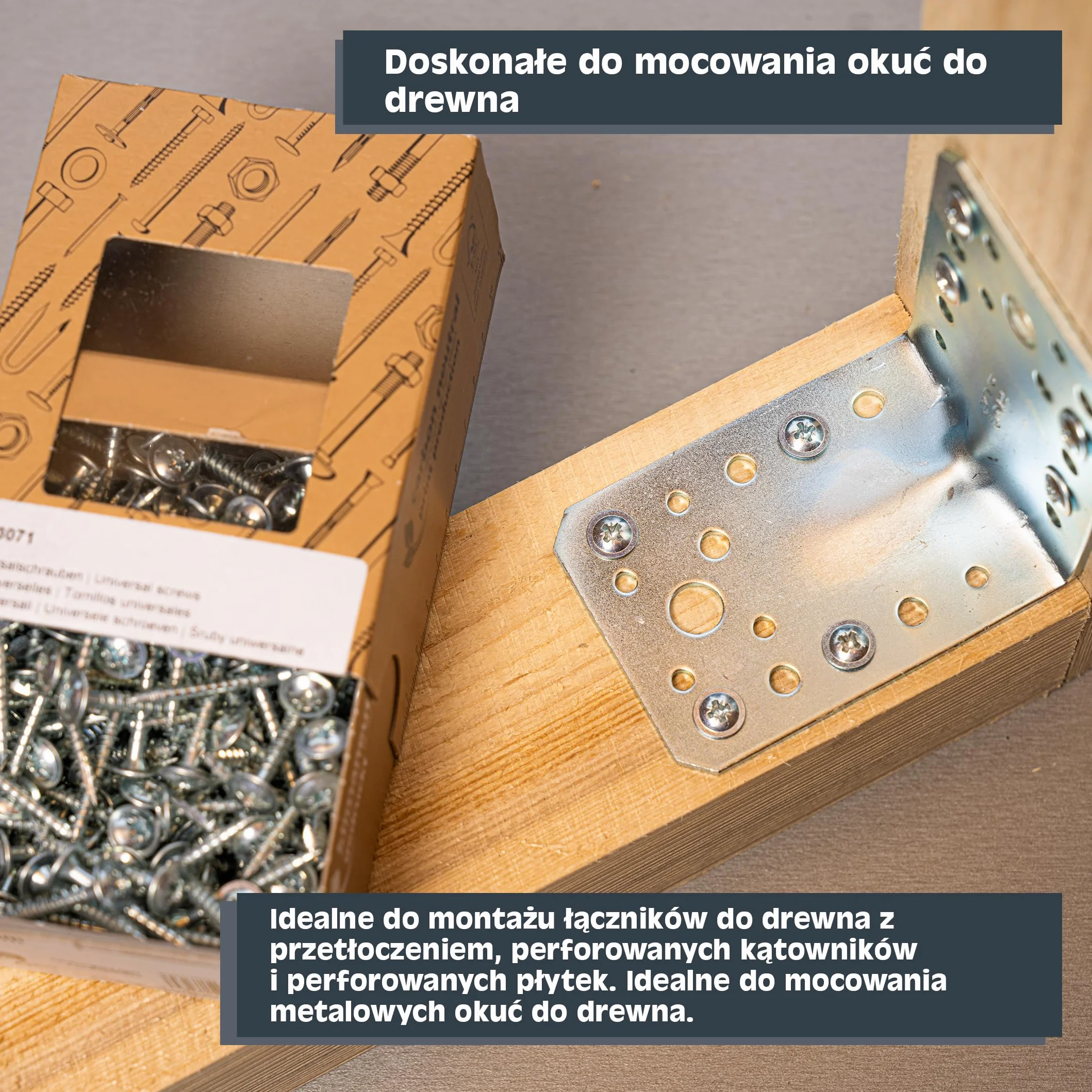 HELPMATE - Śruby łączące do drewna, łeb talerzowy 4,5 x 50 ocynkowany galwanicznie - 100 sztuk wkrętów do drewna z napędem PZ2 i rowkiem tnącym - do mocowania metalowych okuć na drewnie